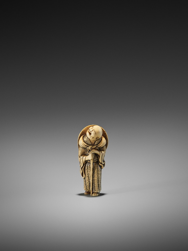 AN EARLY IVORY NETSUKE OF A PRIEST UnsignedJapan, second half of 18th century, Edo period (1615-