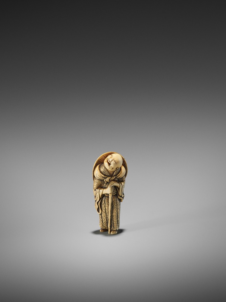 AN EARLY IVORY NETSUKE OF A PRIEST UnsignedJapan, second half of 18th century, Edo period (1615- - Image 8 of 9