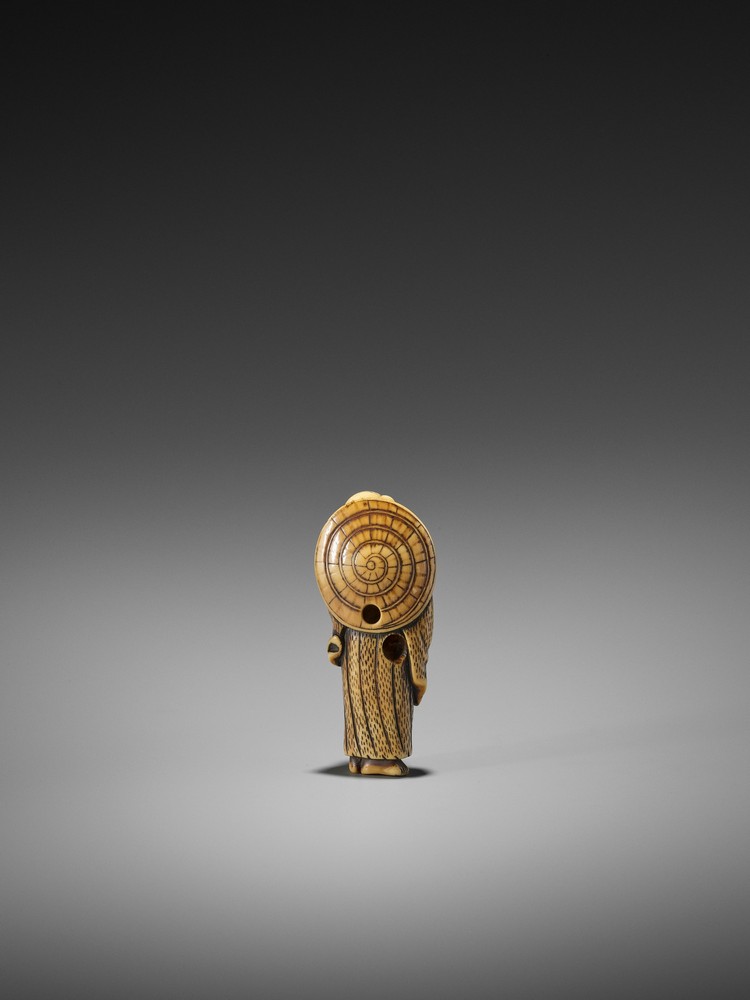 AN EARLY IVORY NETSUKE OF A PRIEST UnsignedJapan, second half of 18th century, Edo period (1615- - Image 2 of 9