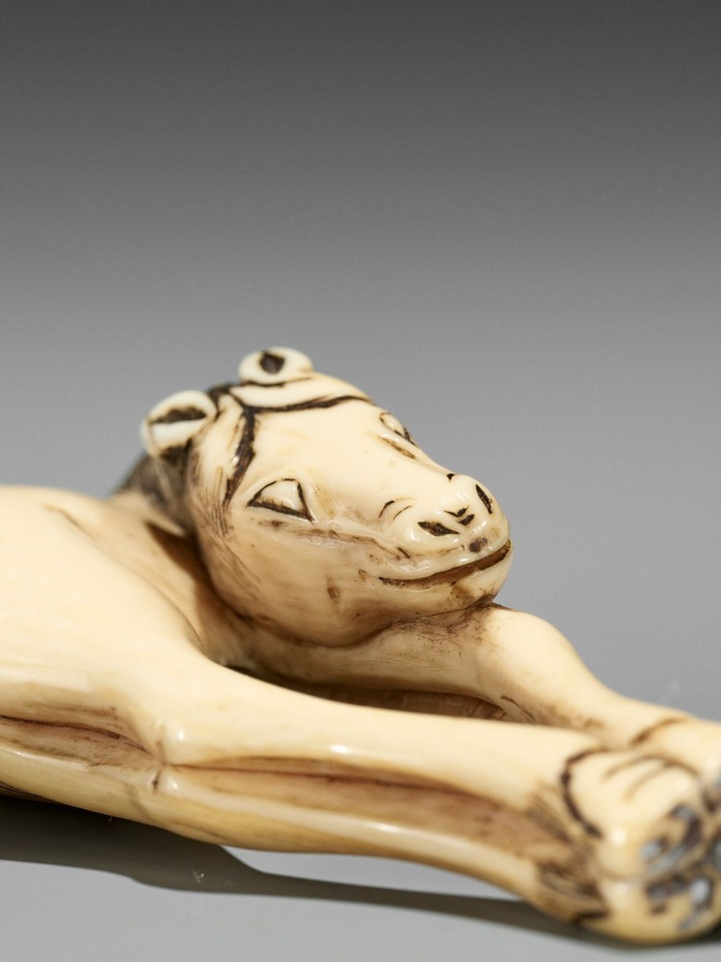 AN IVORY NETSUKE OF A STANDING HORSE UnsignedJapan, 18th century, Edo period (1615-1868)Published: - Bild 7 aus 7