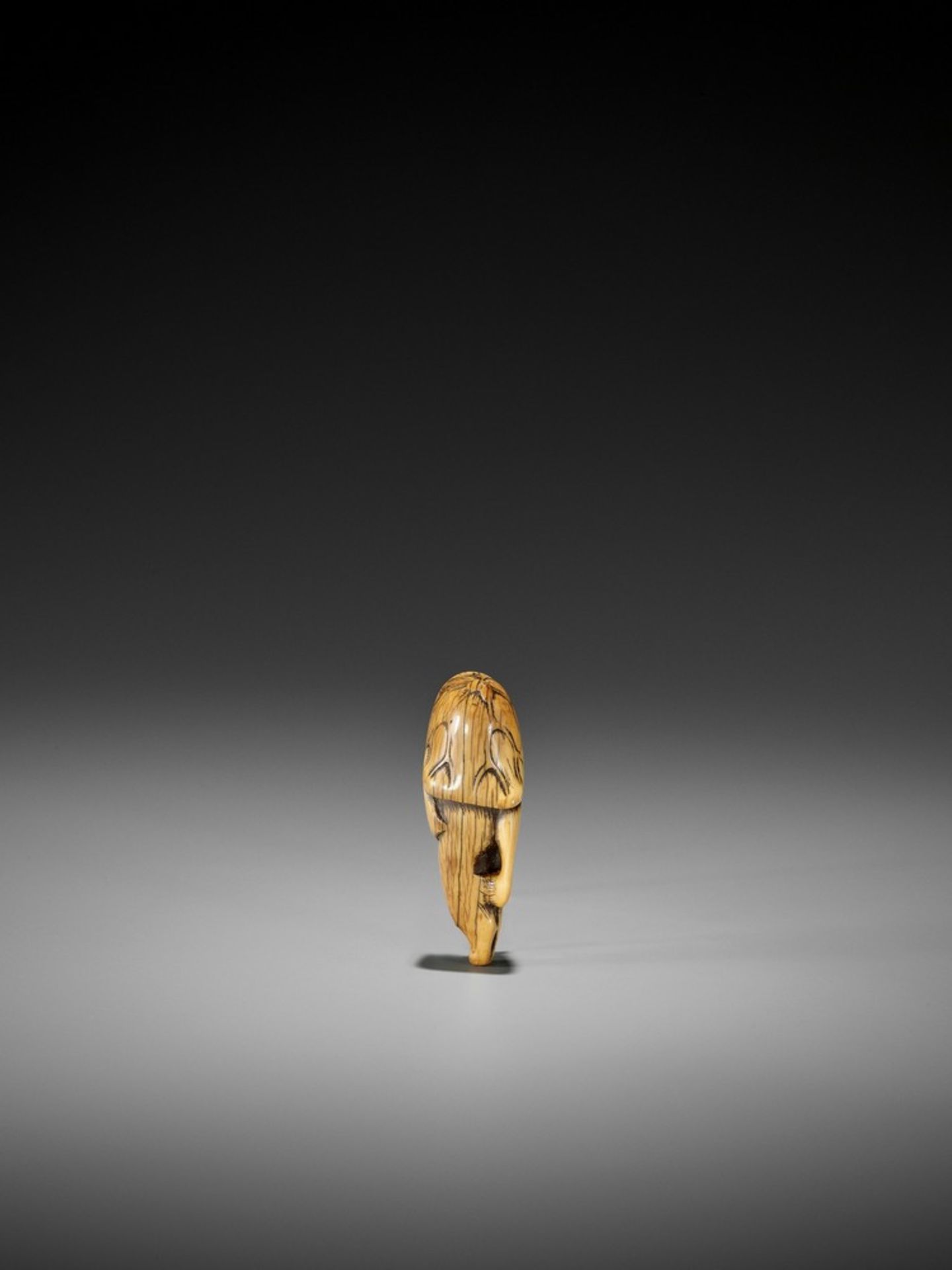 AN EARLY IVORY NETSUKE OF A TANUKI UnsignedJapan, 17th century, Edo period (1615-1868)A pleasingly - Bild 4 aus 7