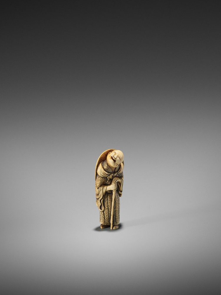 AN EARLY IVORY NETSUKE OF A PRIEST UnsignedJapan, second half of 18th century, Edo period (1615- - Image 9 of 9