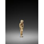 A VERY RARE TALL IVORY NETSUKE OF A CHINESE DOCTOR UnsignedJapan, 18th century, Edo period (1615-