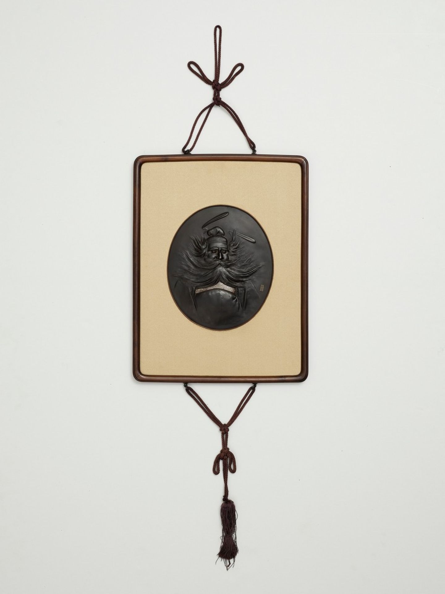 OSHIMA JOUN: AN EXCEPTIONAL FRAMED BRONZE PICTURE OF SHOKI By Oshima Joun (1858-1940), signed - Image 2 of 5