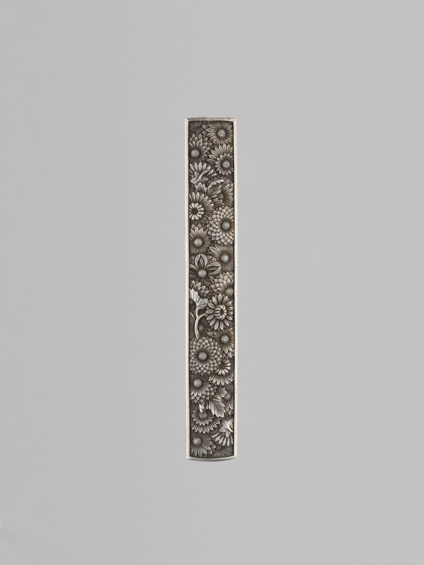 NARITA EZUI: A FINE SILVER KOZUKA WITH KIKU By Narita Ezui, signed Narita EzuiJapan, c. 1800, Edo