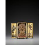 A RARE MINIATURE TRAVELING SHRINE, ZUSHI, WITH A FIGURE OF JIZO BOSATSU Japan, 17th-18th century,