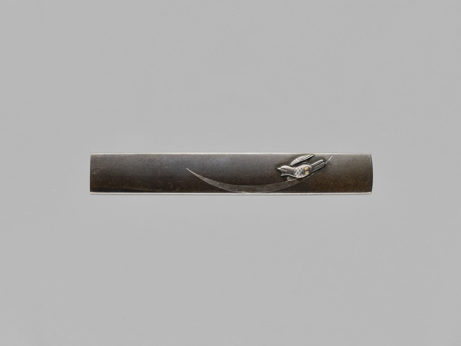 SHOZUI: A HAMANO SCHOOL SHIBUICHI KOZUKA WITH NIGHTINGALE AND MOON After Hamano Shozui, signed