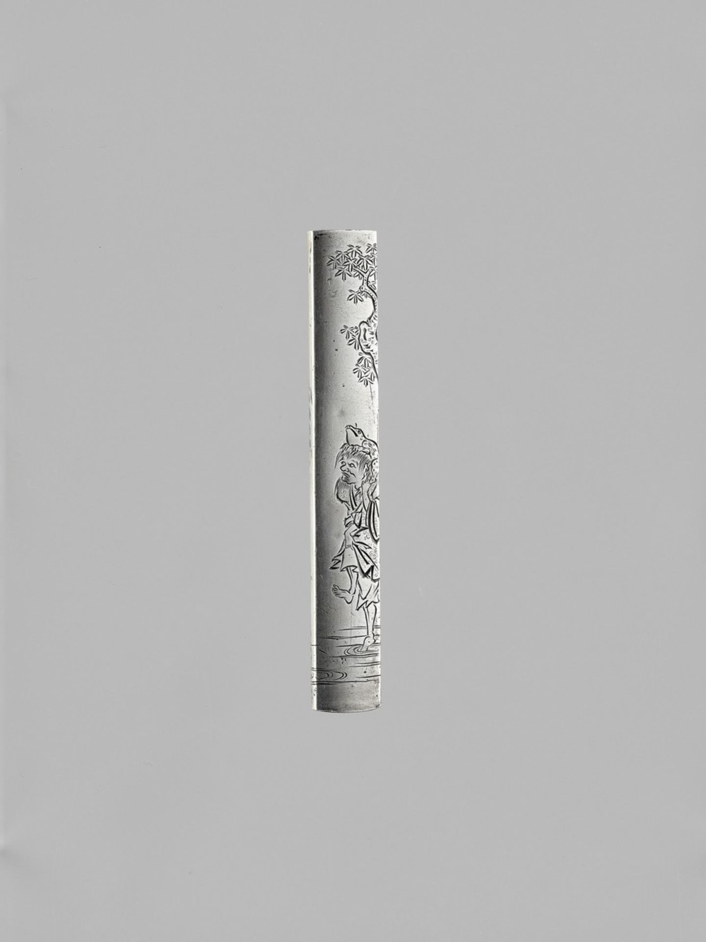 YAMASHITA KARYU: A FINE SILVER KOZUKA WITH GAMA SENNIN, WITH NBTHK CERTIFICATE By Yamashita Karyu (