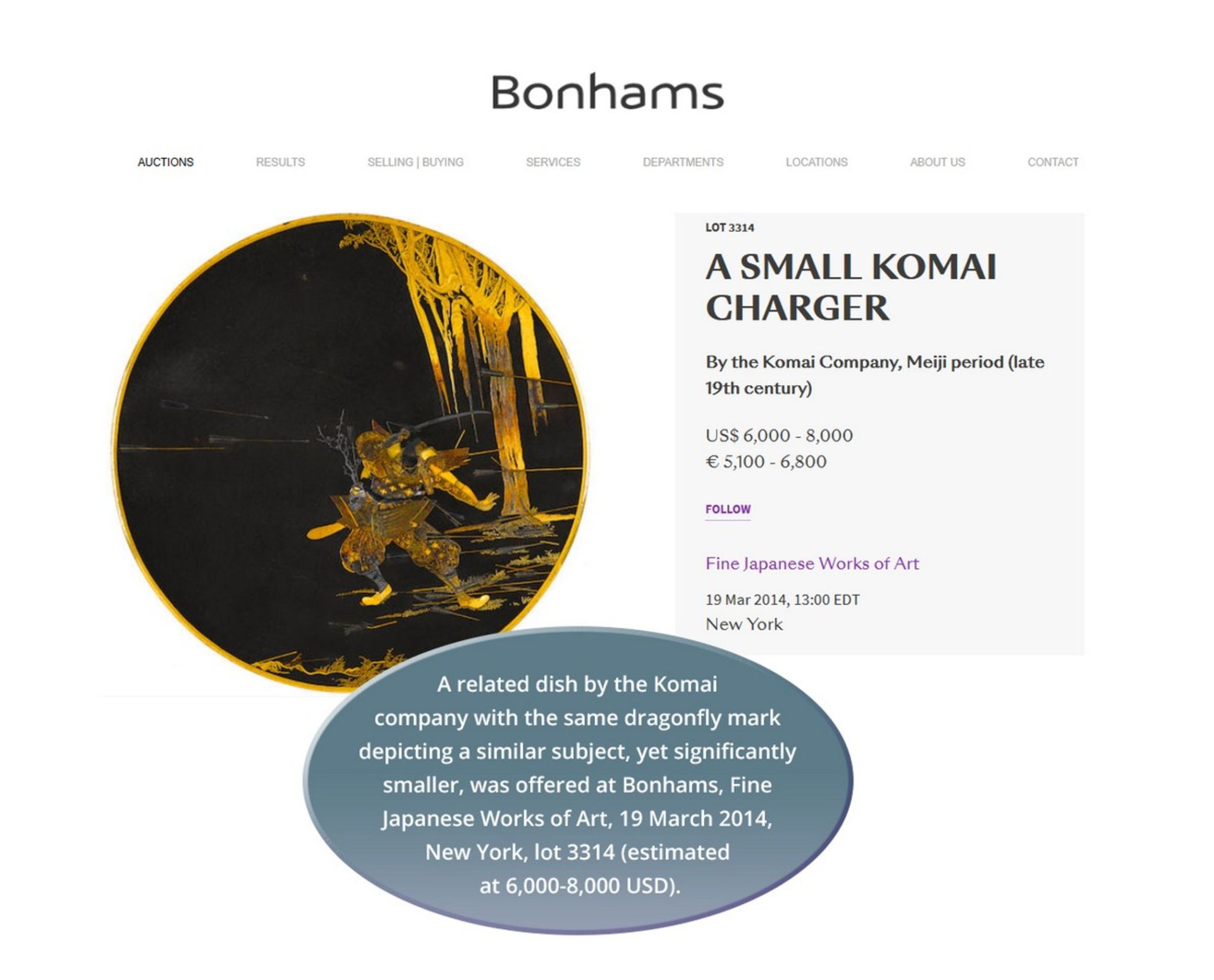 KOMAI: A RARE AND EXCEPTIONAL CHARGER DEPICTING SAMURAI By the Komai company, signed Nihon koku - Bild 6 aus 6