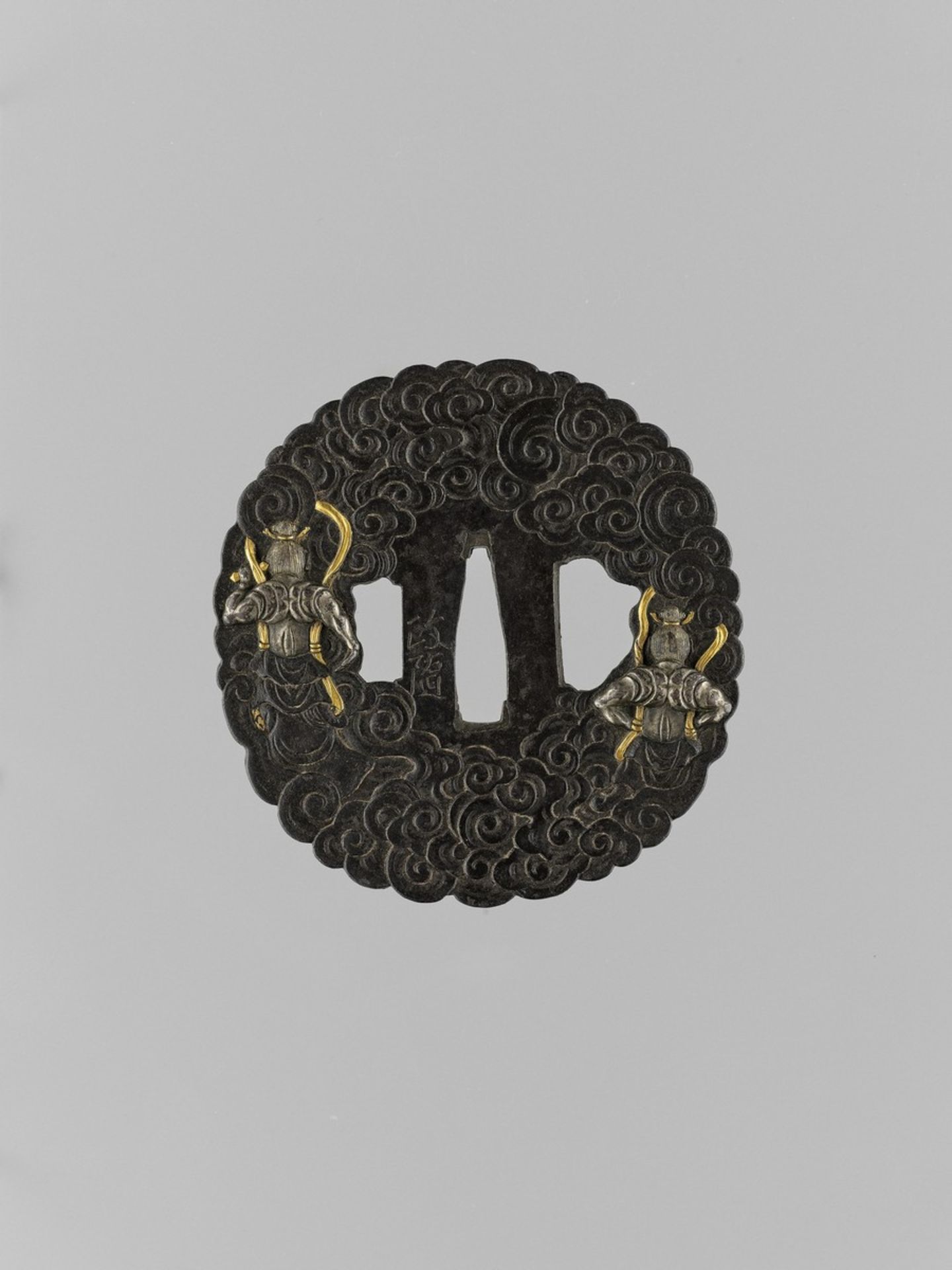 MASAYUKI: A HAMANO SCHOOL IRON TSUBA WITH TEMPLE GUARDIANS (NIO) After Hamano Masayuki (Hamano - Bild 3 aus 5