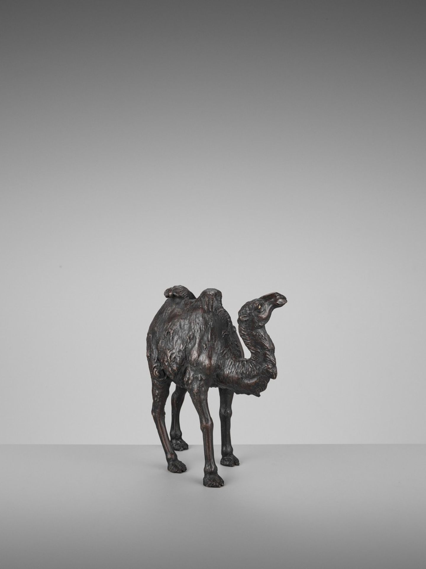 GENRYUSAI SEIYA: A RARE PATINATED BRONZE OKIMONO OF A BACTRIAN CAMEL By Genryusai Seiya, signed - Image 7 of 12