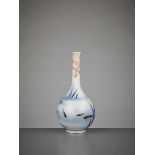 A FINE FUKUGAWA PORCELAIN BOTTLE VASE WITH CARPS AND IRIS By the Fukugawa company, signed Dai Nippon