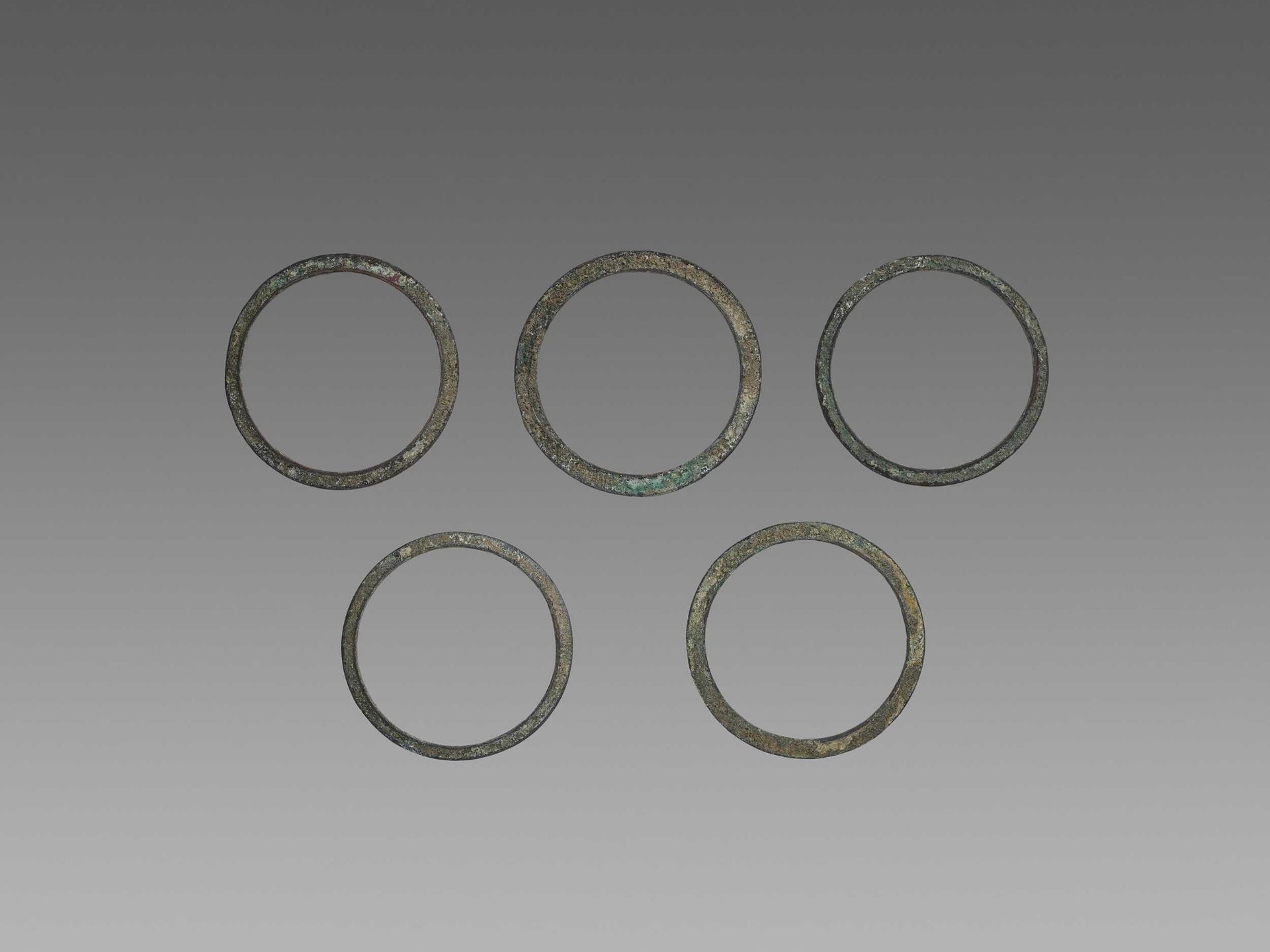 FIVE KHMER BRONZE BANGLES