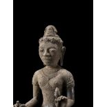 A RARE AND IMPORTANT SILVER ALLOY FIGURE OF AVALOKITESVARA