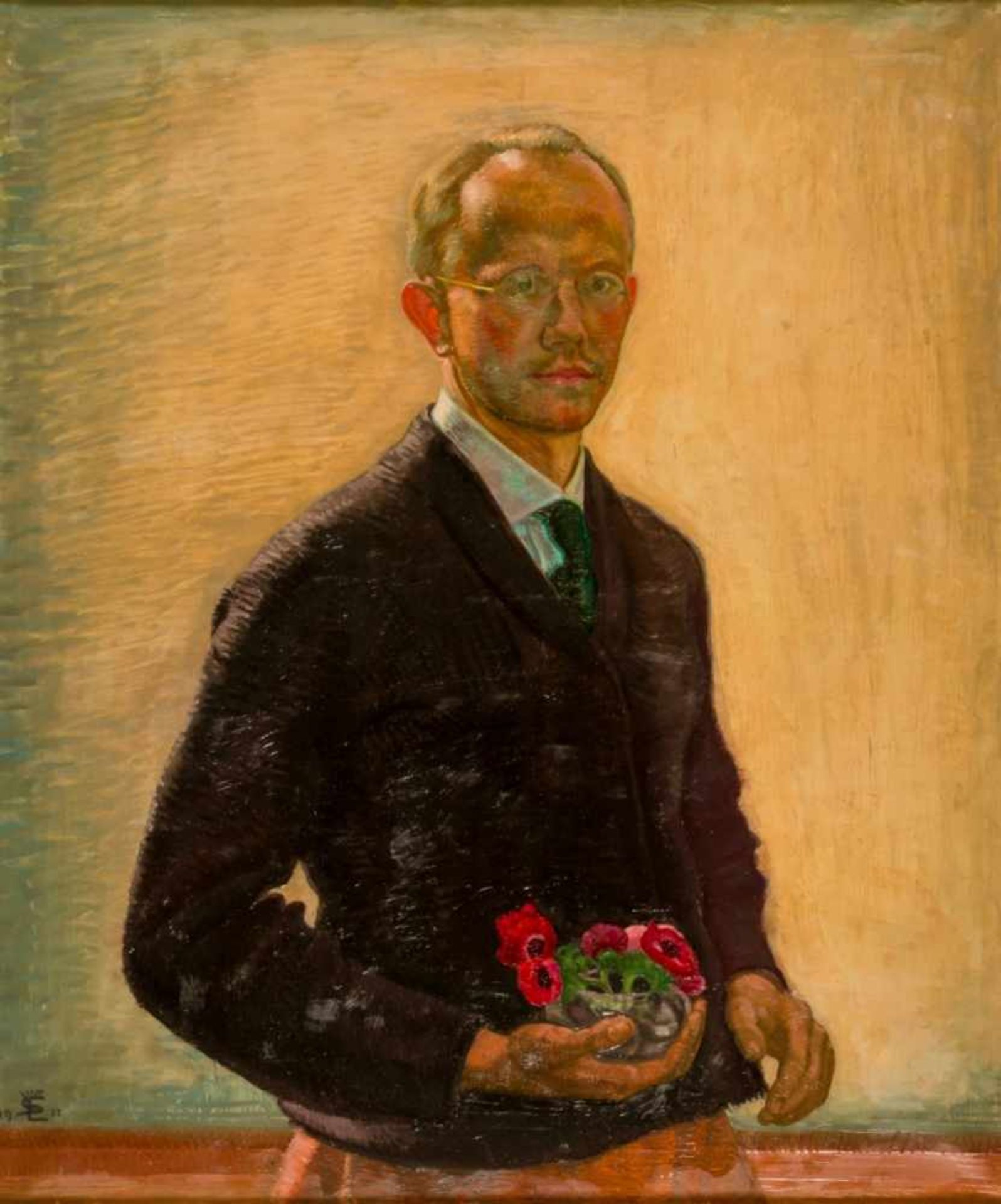 Siegfried von Leth (1883-1914), Self-Portrait, Oil on canvas, monogrammed and dated 1911,94 x 79