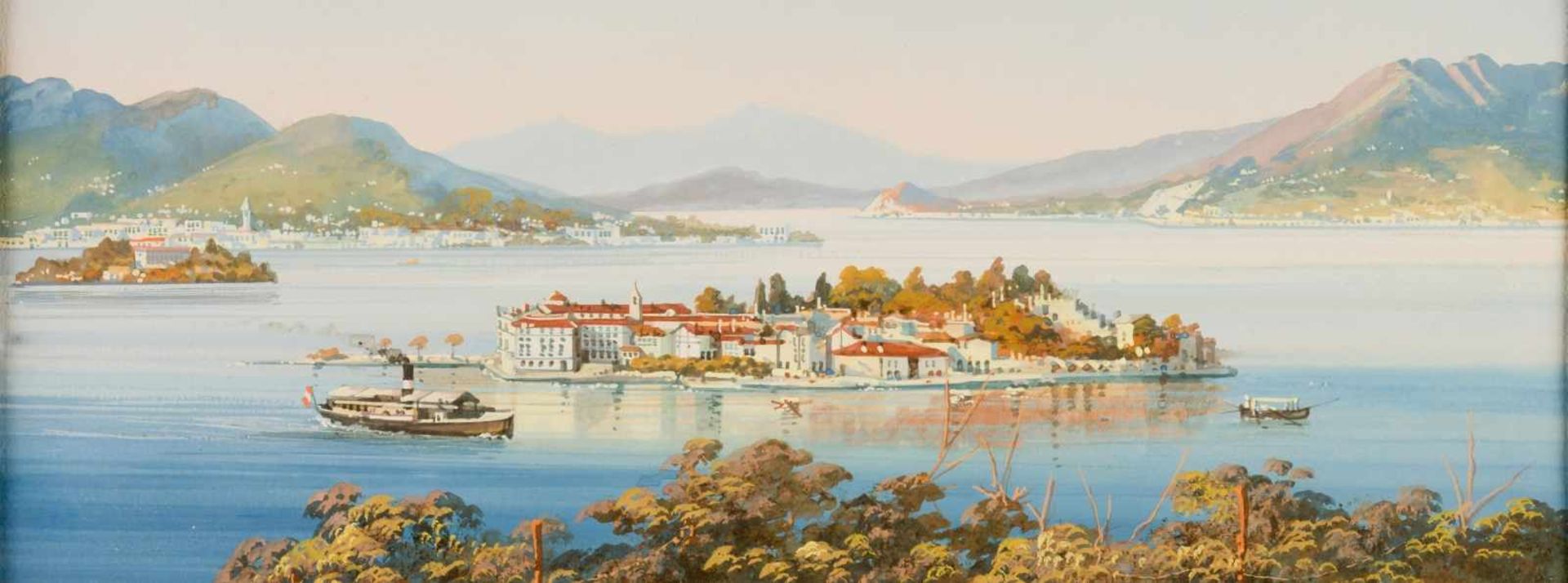 Unknown artist, Isola Bella (Lago Maggiore), watercolor on paper, probably 19th c., 12,5 x32