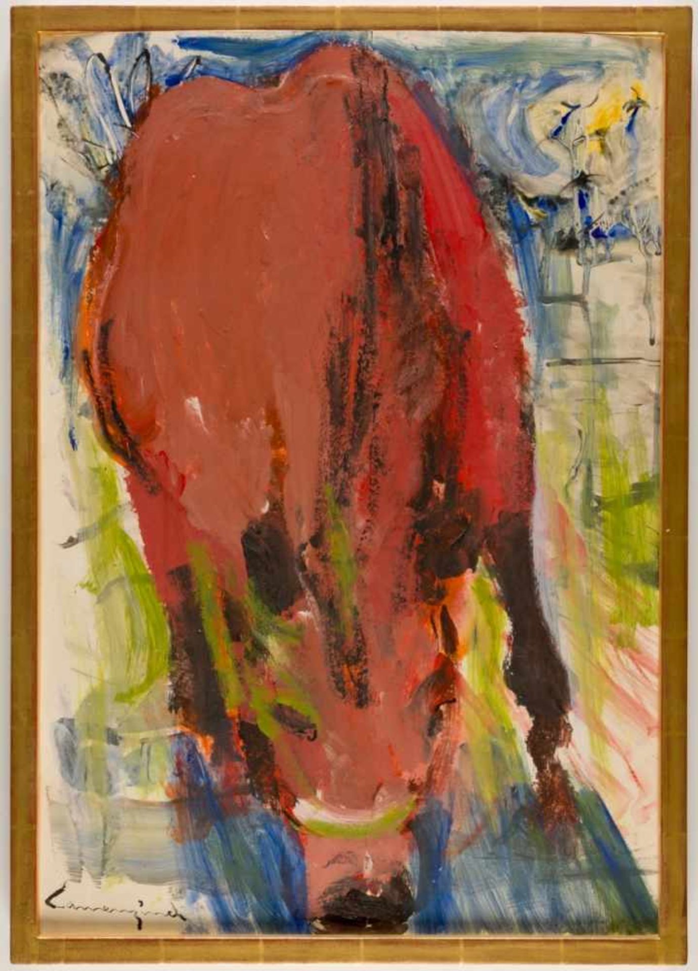 Balz CAMENZIND (1907-1990)PferdÖl / Acryl auf Malkarton, unten links signiert68,5 x 47,5 - Bild 2 aus 2