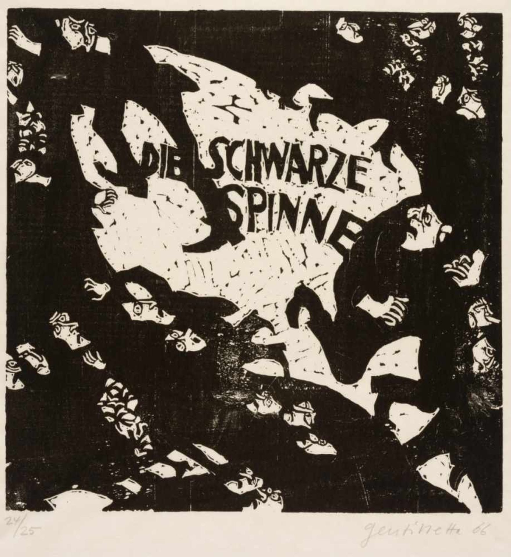 Bruno GENTINETTA (1937)Die schwarze SpinneSerie von 20 grossen Holzschnitten, 24/25, mit Bleistift