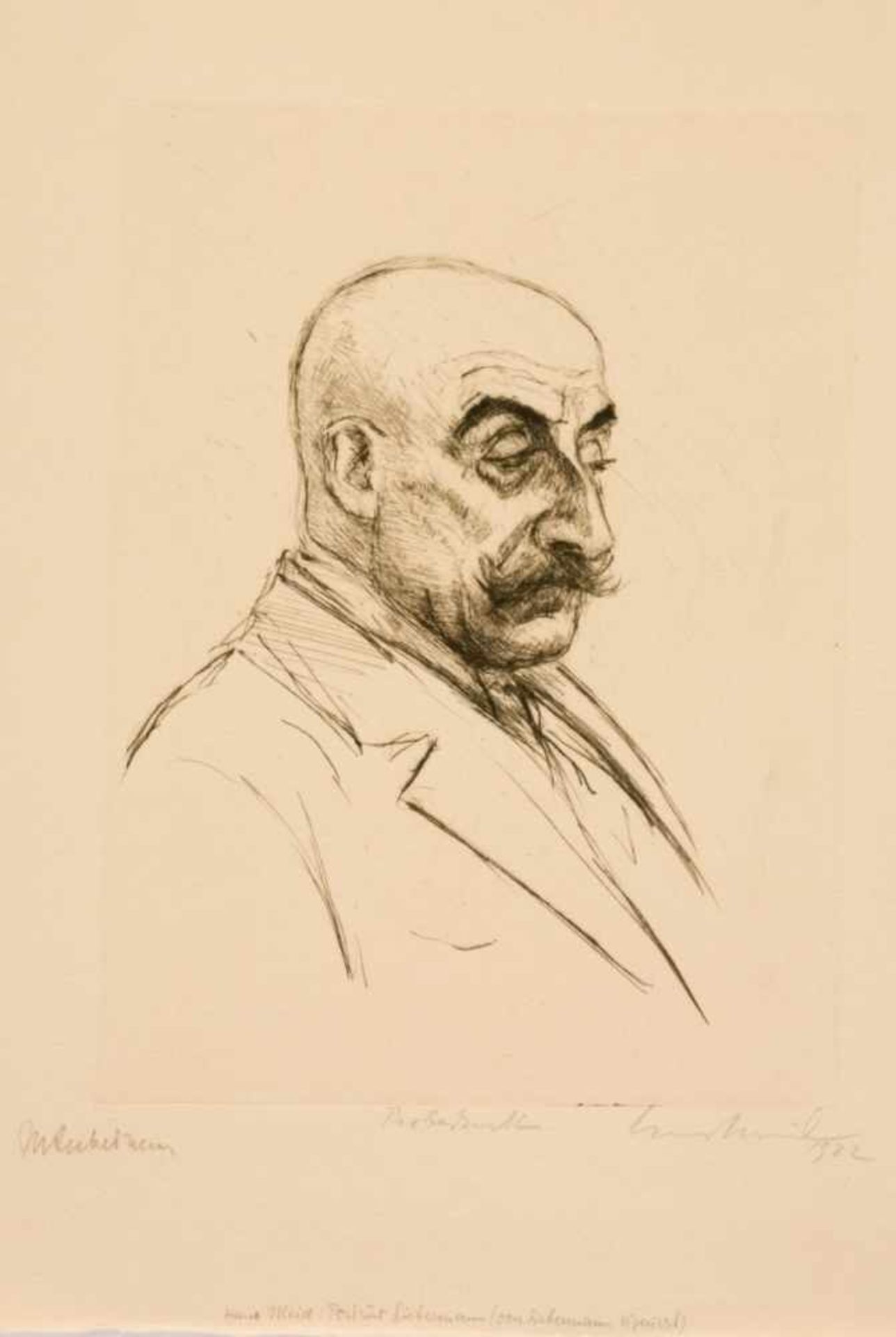 Hans MEID (1883-1957), Portrait of Max Liebermann, Drypoint, Sample print, signed withpencil by