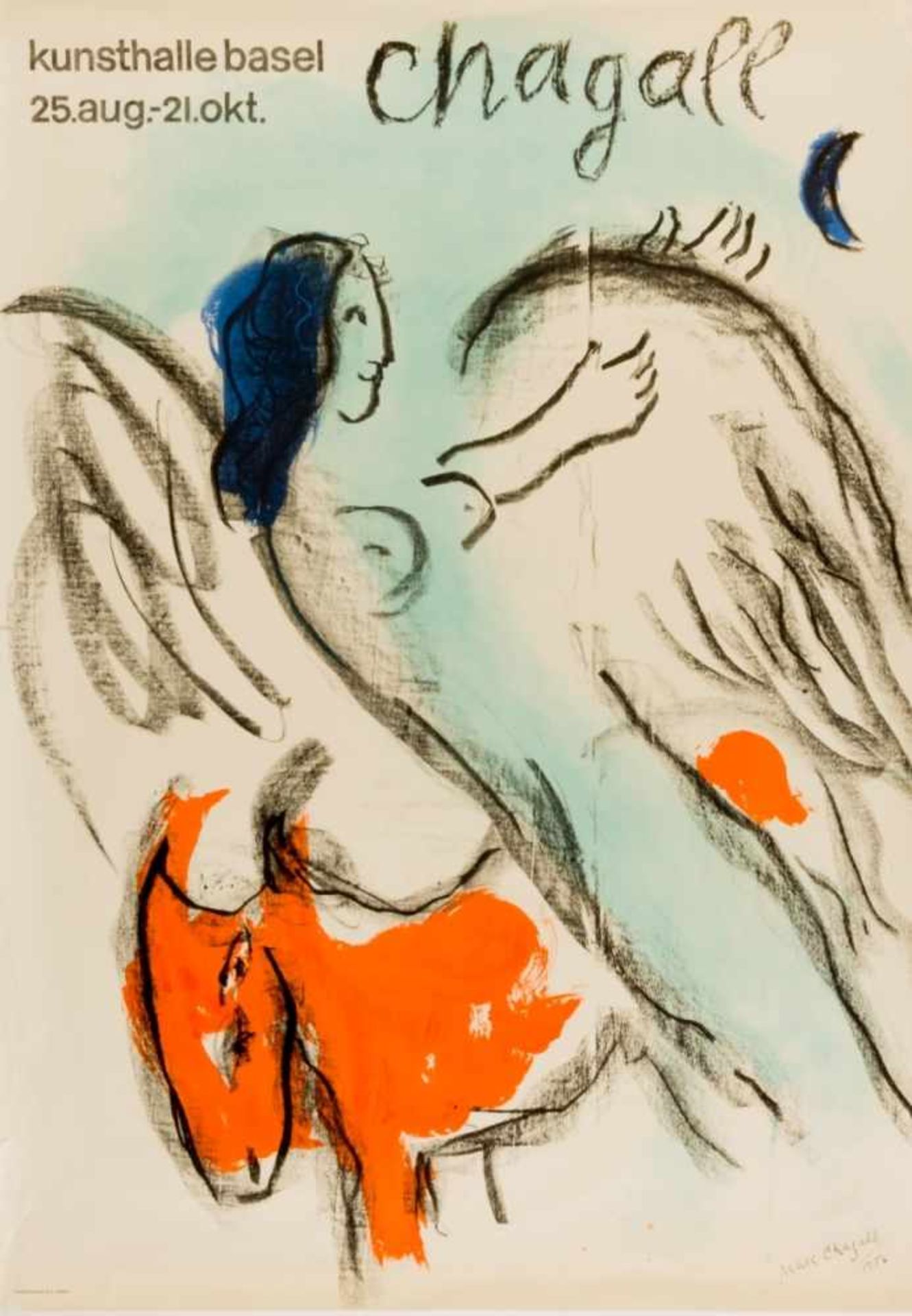 Marc CHAGALL (1887-1985)L'AngePlakat für die Kunsthalle Basel, Farblithographie, 1956, in der Platte