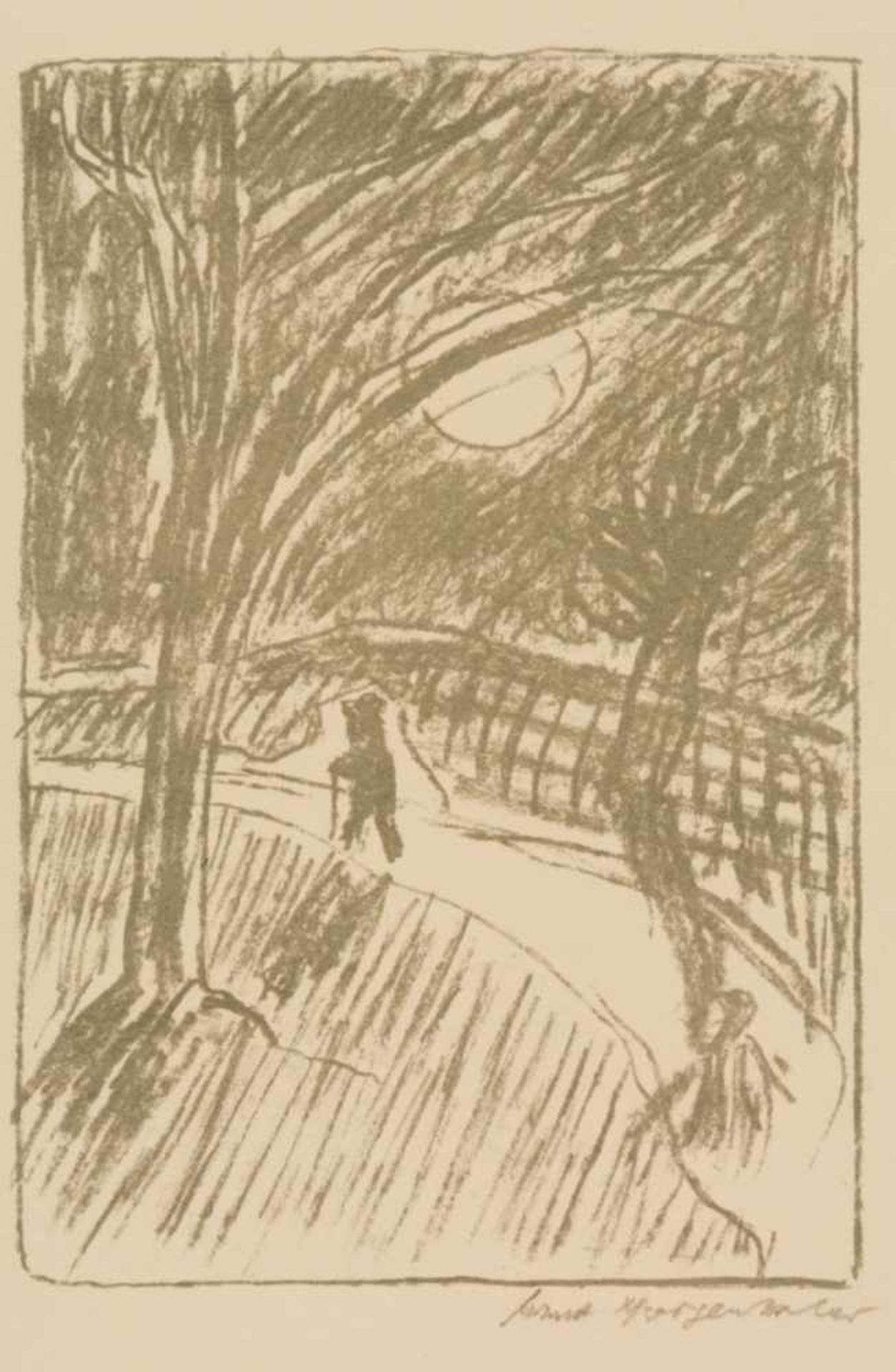 Ernst MORGENTHALER (1887-1962)Spaziergang im MondscheinLithographie, mit Bleistift signiert17 x 11,5