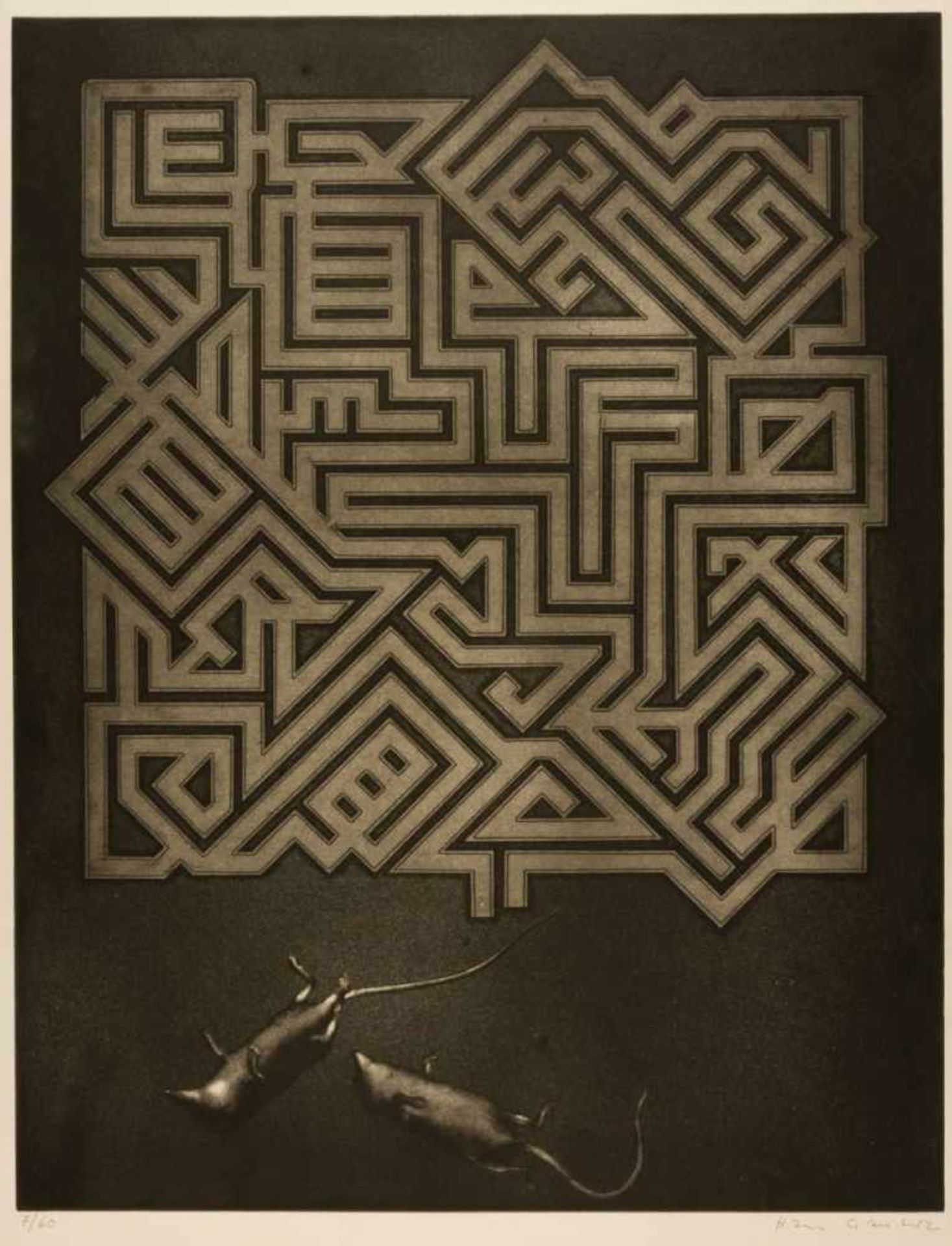 Hans GANTERT (1934-2004)LabyrinthSehr grosse Aquatinta, 7/60, mit Bleistift signiert63,5 x 49,5