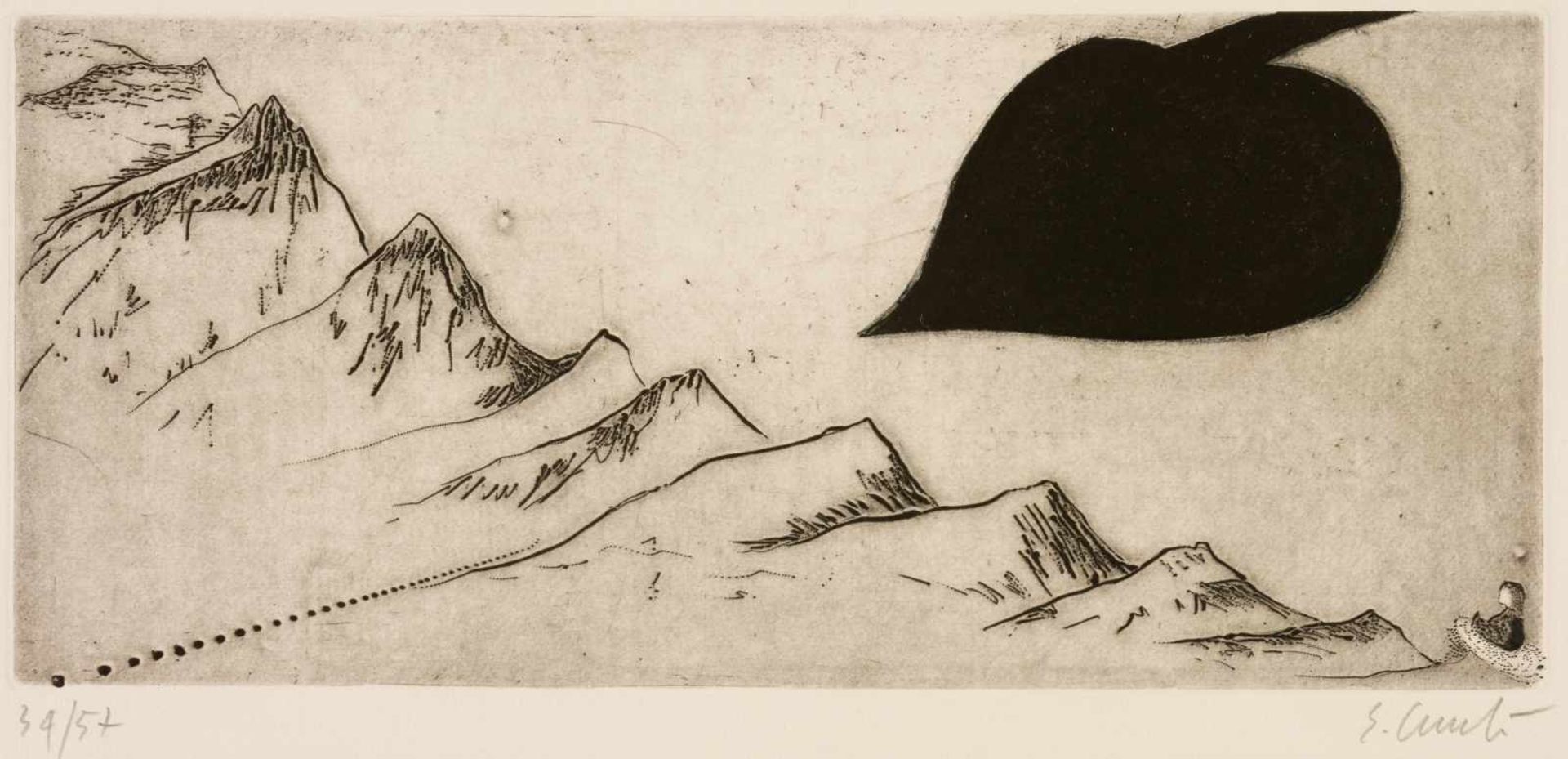 Enzo CUCCHI (1949), Untitled, Large aquatint, 39/57, signed with pencil, 14,5 x 32,5 cm Enzo