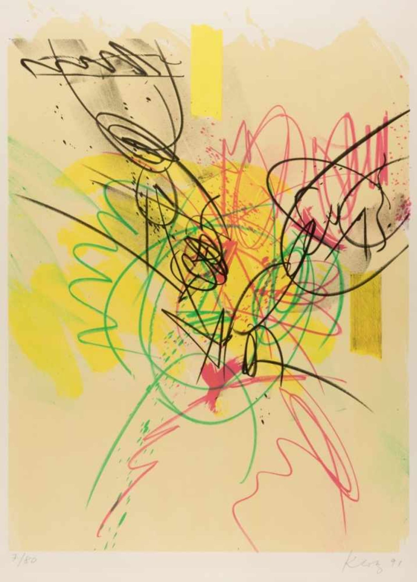 Lenz KLOTZ (1925-2017)Mit Farbe zeichnenSehr grosse Lithographie, 7/80, mit Bleistift signiert und