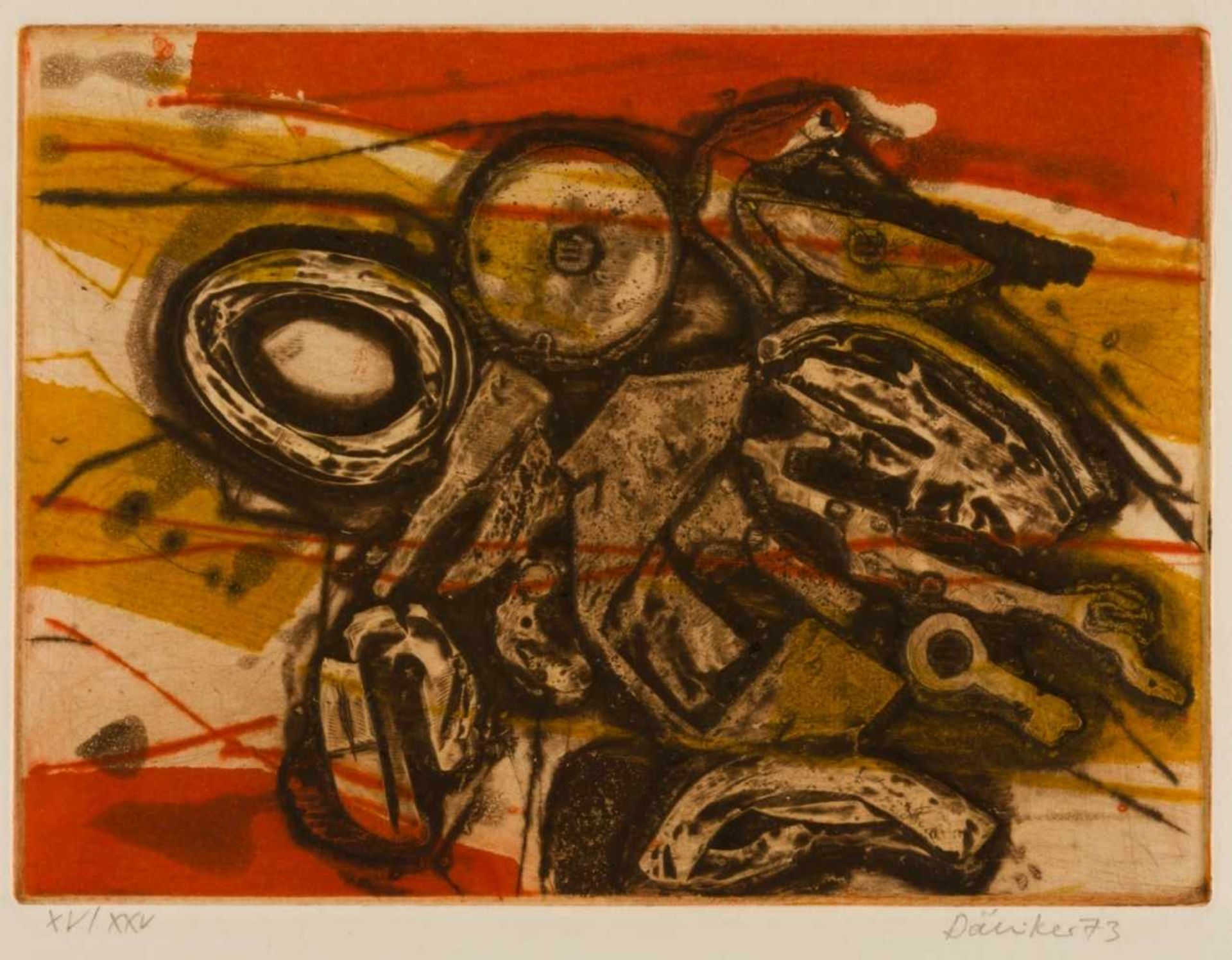 Klaus DÄNIKER (1930-2009)Kompositionen mit SchrottKonvolut von 11 Aquatinta / Radierungen, teils