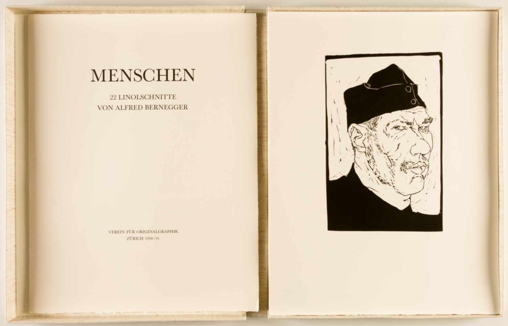 Alfred BERNEGGER (1912-1978)Menschen IKassette mit 22 Linolschnitten, verso mit Stempel: "A.