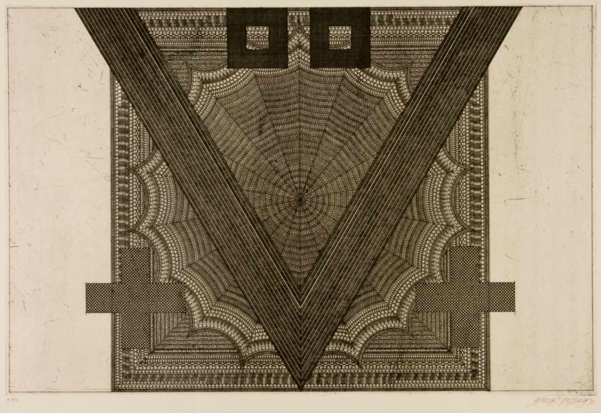 Johannes GACHNANG (1939-2005)Ohne TitelSehr grosse Radierung, 3/80, mit Bleistift signiert und