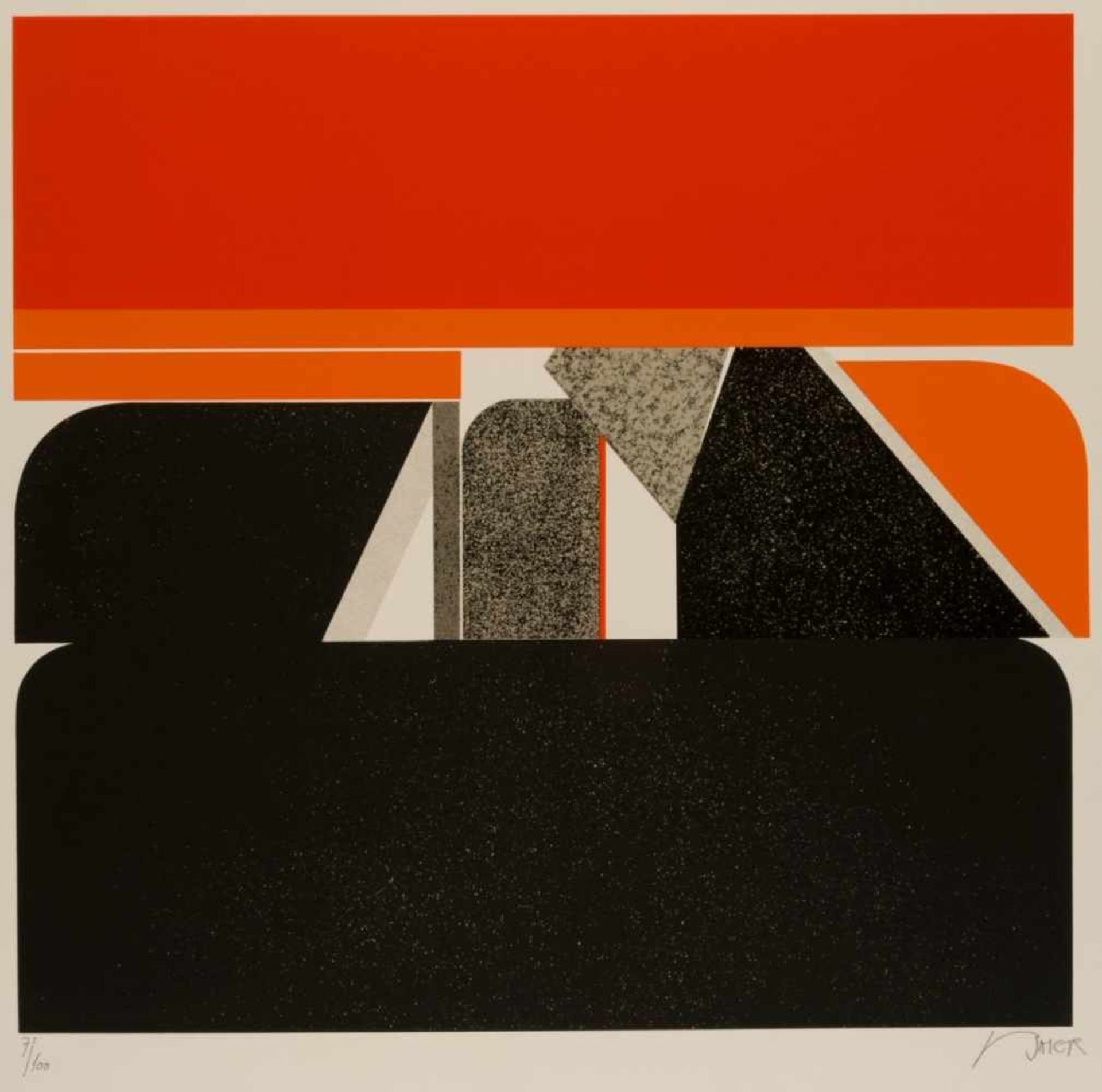 Jean BAIER (1932-1999)Ohne TitelSehr grosse Serigraphie, 7/100, mit Bleistift signiert37,5 x 39,5