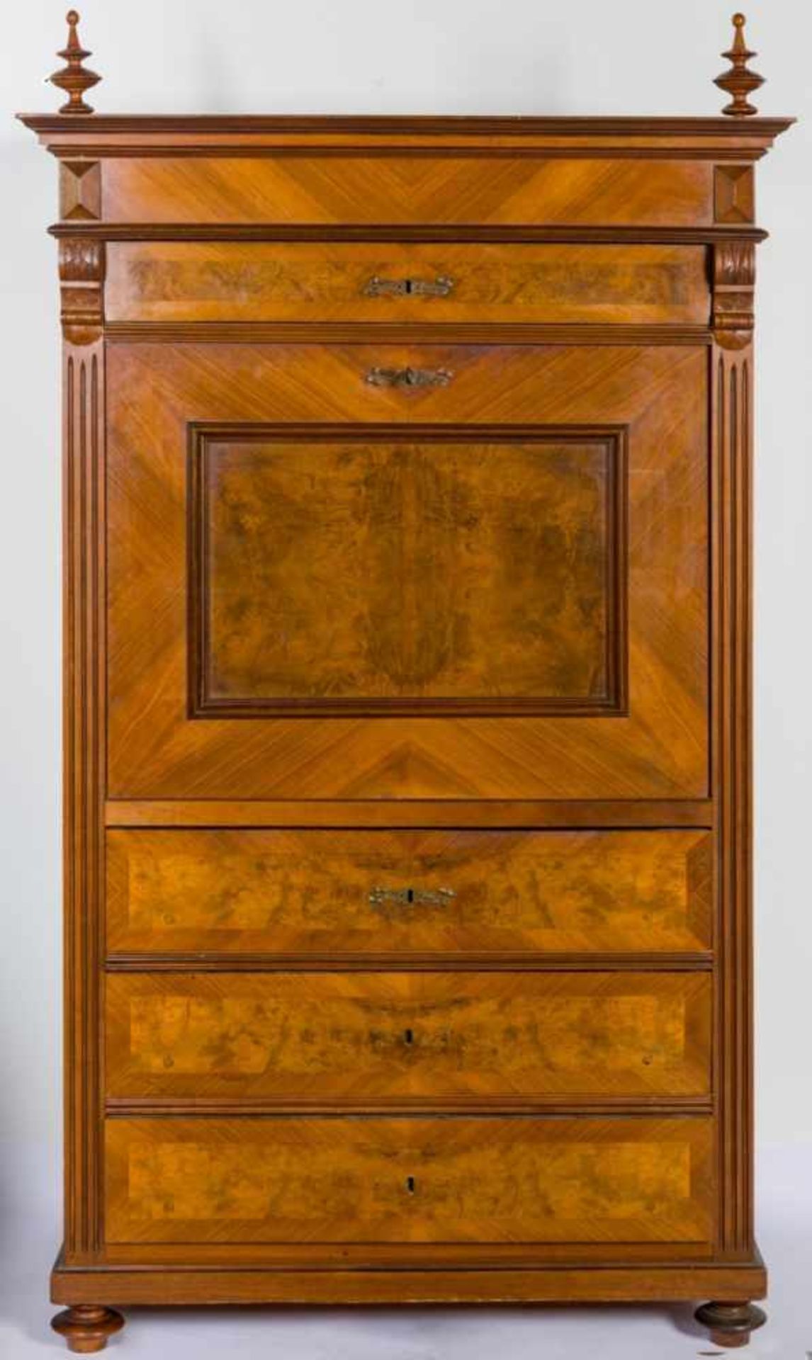 Bureau, wood, probably shortly after 1900, 170 (184) x 101 x 55 cm, Provenance: Privateetstate