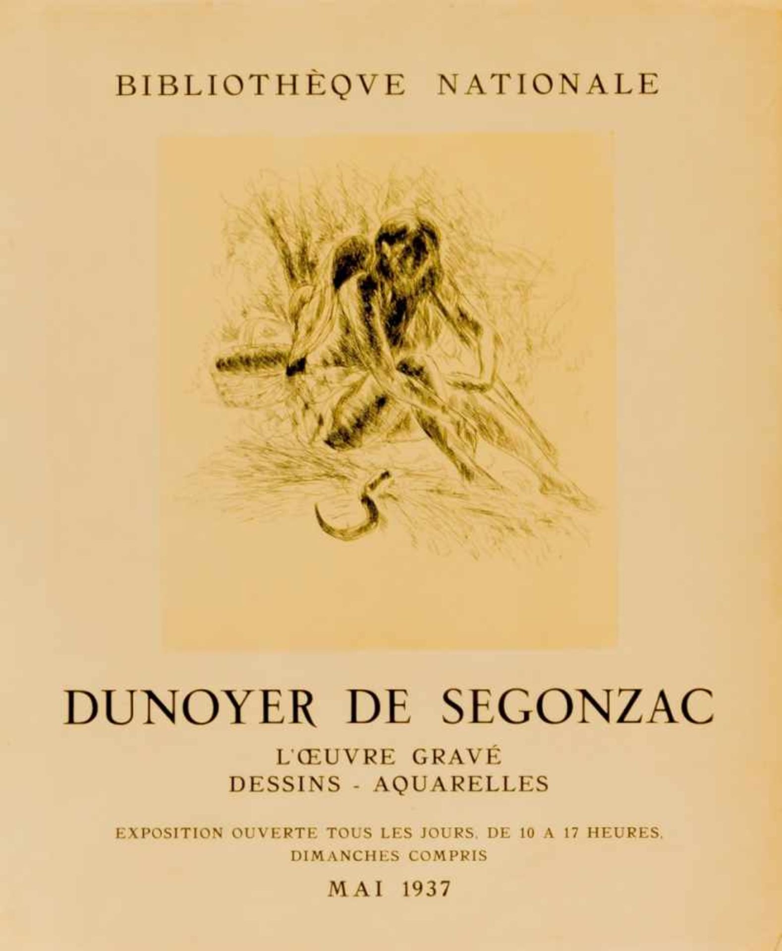 André DUNOYER DE SEGONZAC (1884-1974)Plakat der Bibliothèque Nationale, Mai 193759,5 x 50 cm