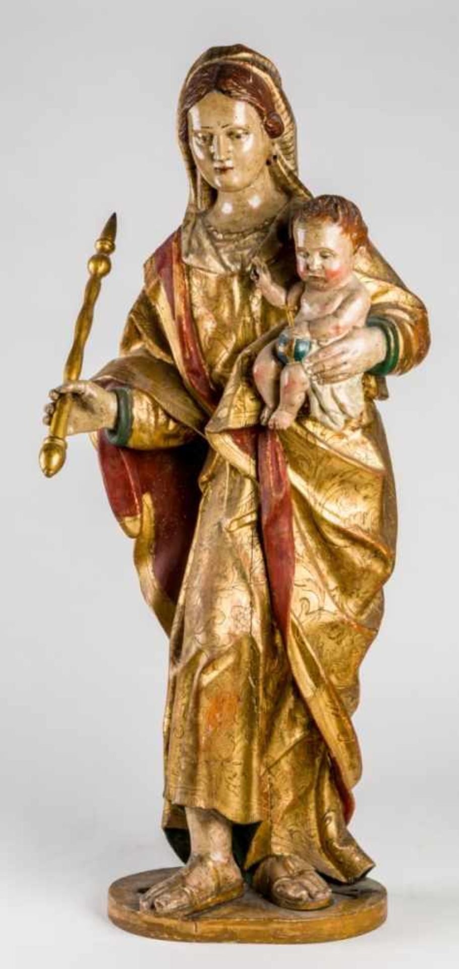 Madonna with Infant Jesus, Spain (?), wood carving, 18th c., 104 cm high, Provenance:Private