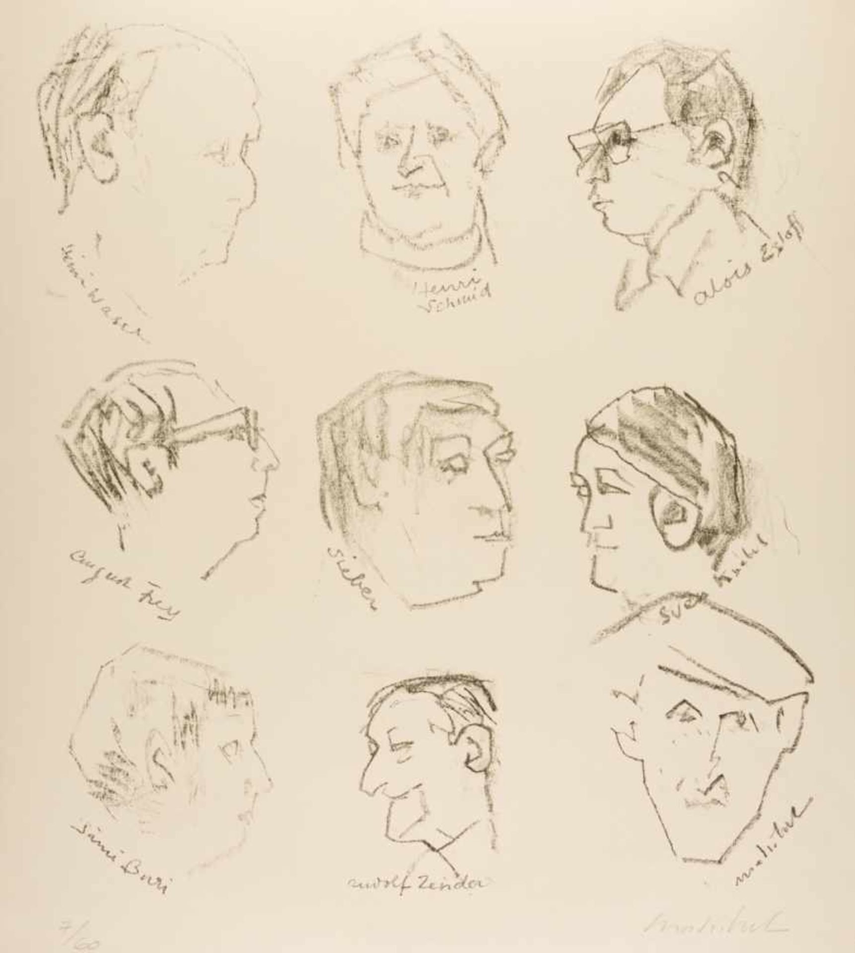 Karl MADRITSCH (1908-1986)Künstler-PortraitsÜberaus grosse Lithographie, 7/60, mit Bleistift