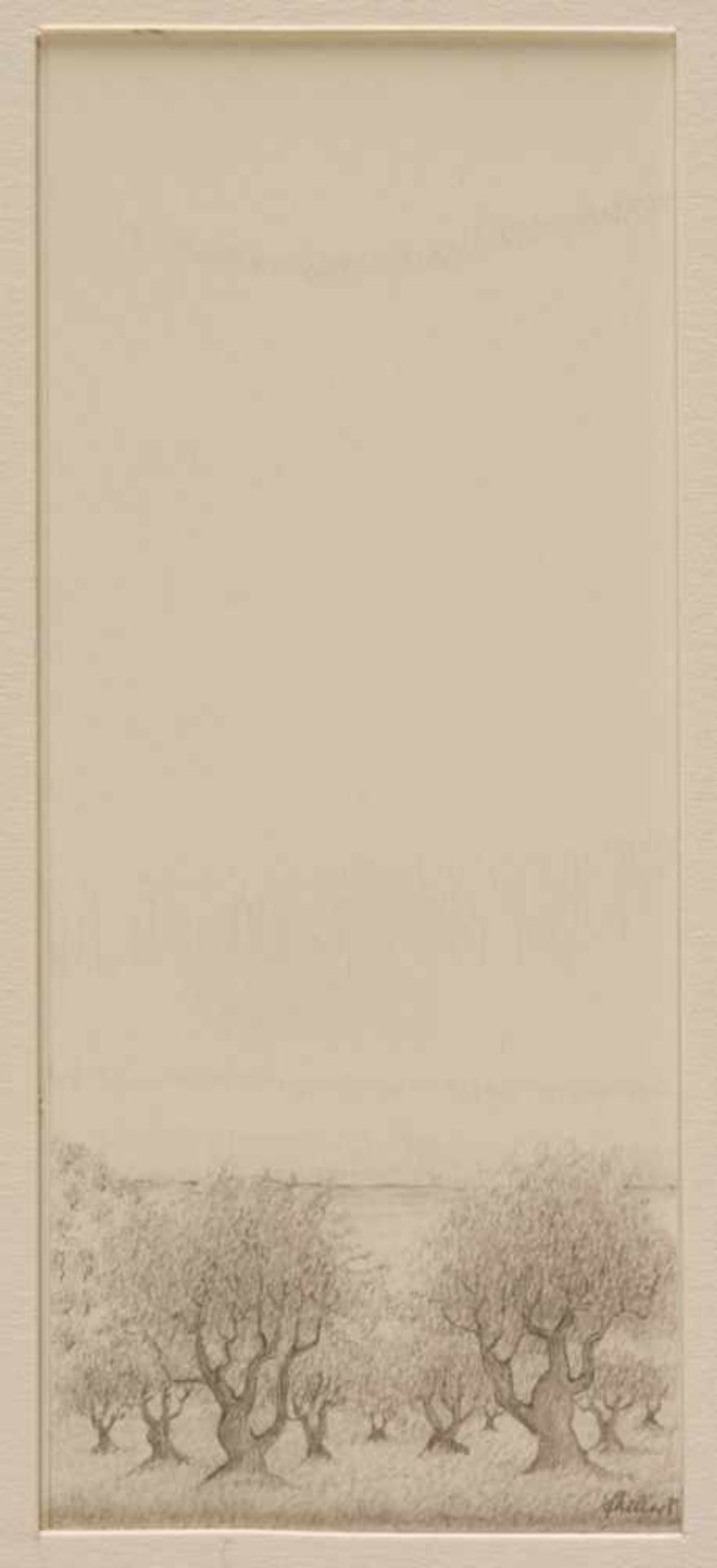 Franz KELLER (1923-1996)Miniatur einer Landschaft mit BäumenBleistift auf Papier, signiert und