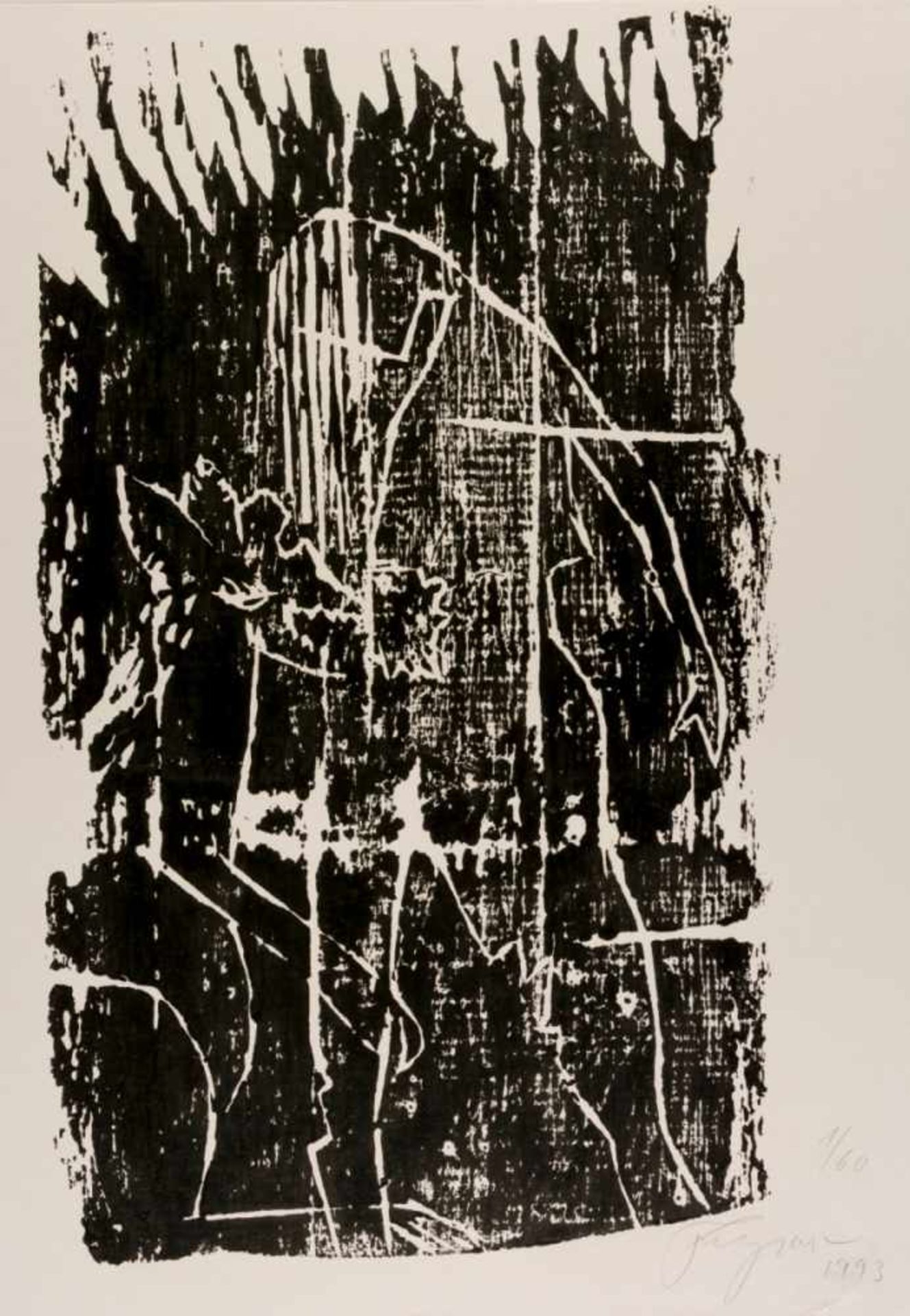 Felix DROESE (1950), Untitled, Very large woodcut, 1/60, signed with pencil and dated1993, 65 x 50