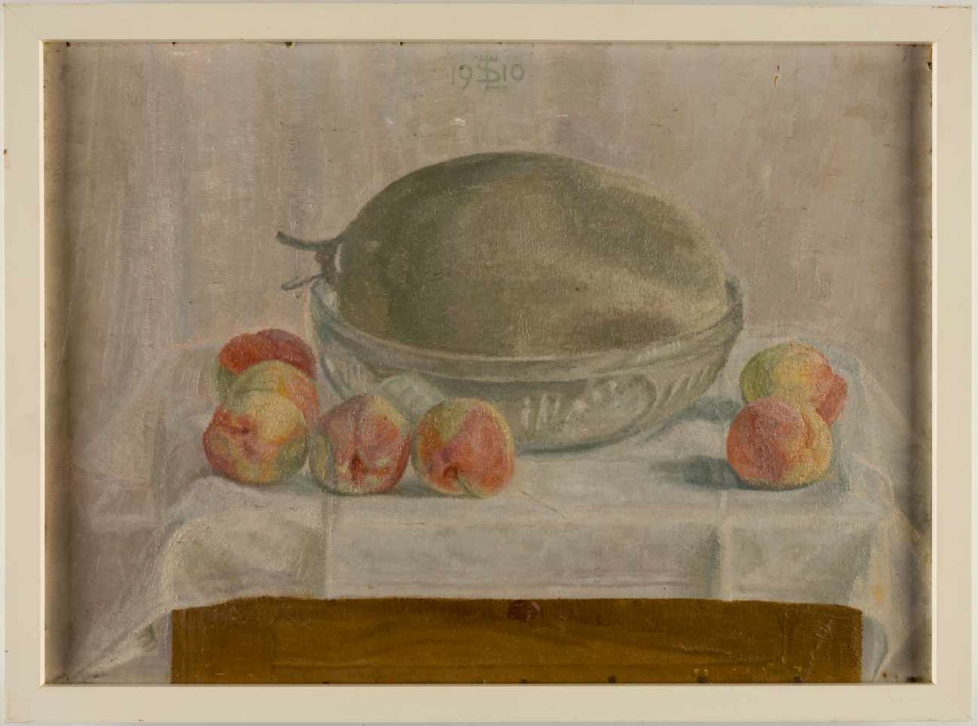 Siegfried von Leth (1883-1914), Peach and melon, Oil on cardboard, monogrammed and dated1910, 36 x - Bild 2 aus 3