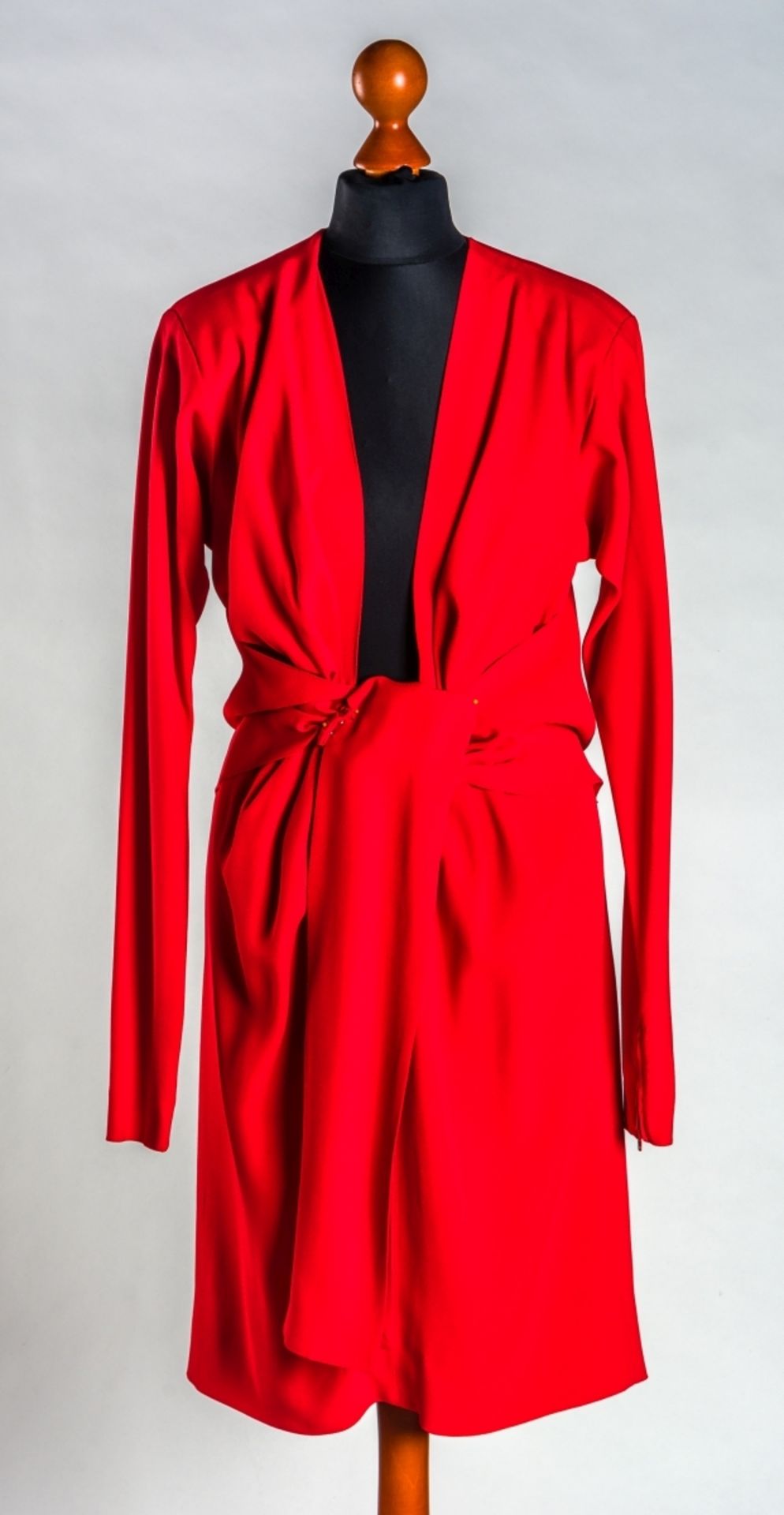 ATTRAKTIVES ROTES COCKTAIL KLEID DER ACHTZIGER VON YVES SAINT LAURENT, PARIS