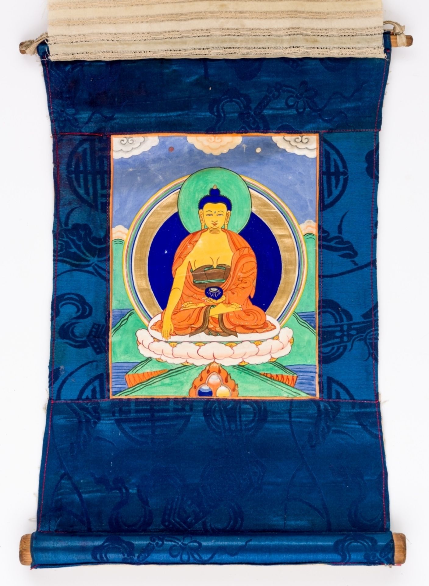 KLEINE THANGKA MIT BUDDHA SHAKYAMUNIMongolei, wohl um 190038 x 28 cm, Bild: 19 x 15 cmProvenienz: - Bild 3 aus 4