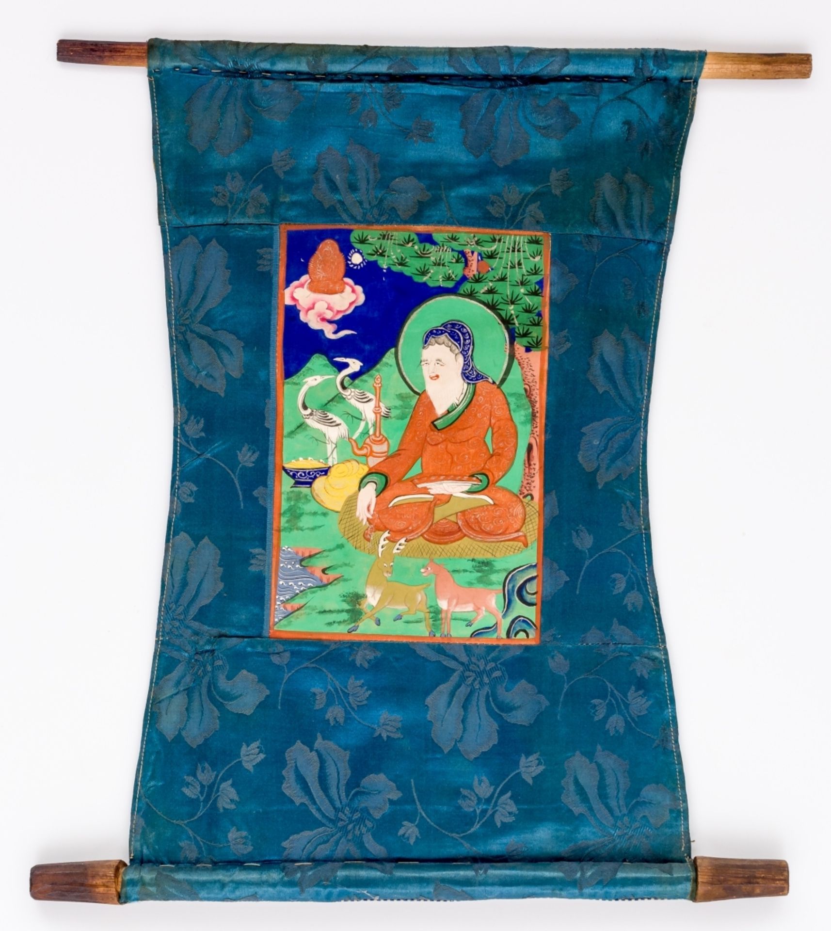 KLEINE THANGKA MIT BUDDHISTISCHEM HEILIGENMongolei, wohl um 190041 x 36 cm, Bild: 19, 5 x 13 - Bild 2 aus 3