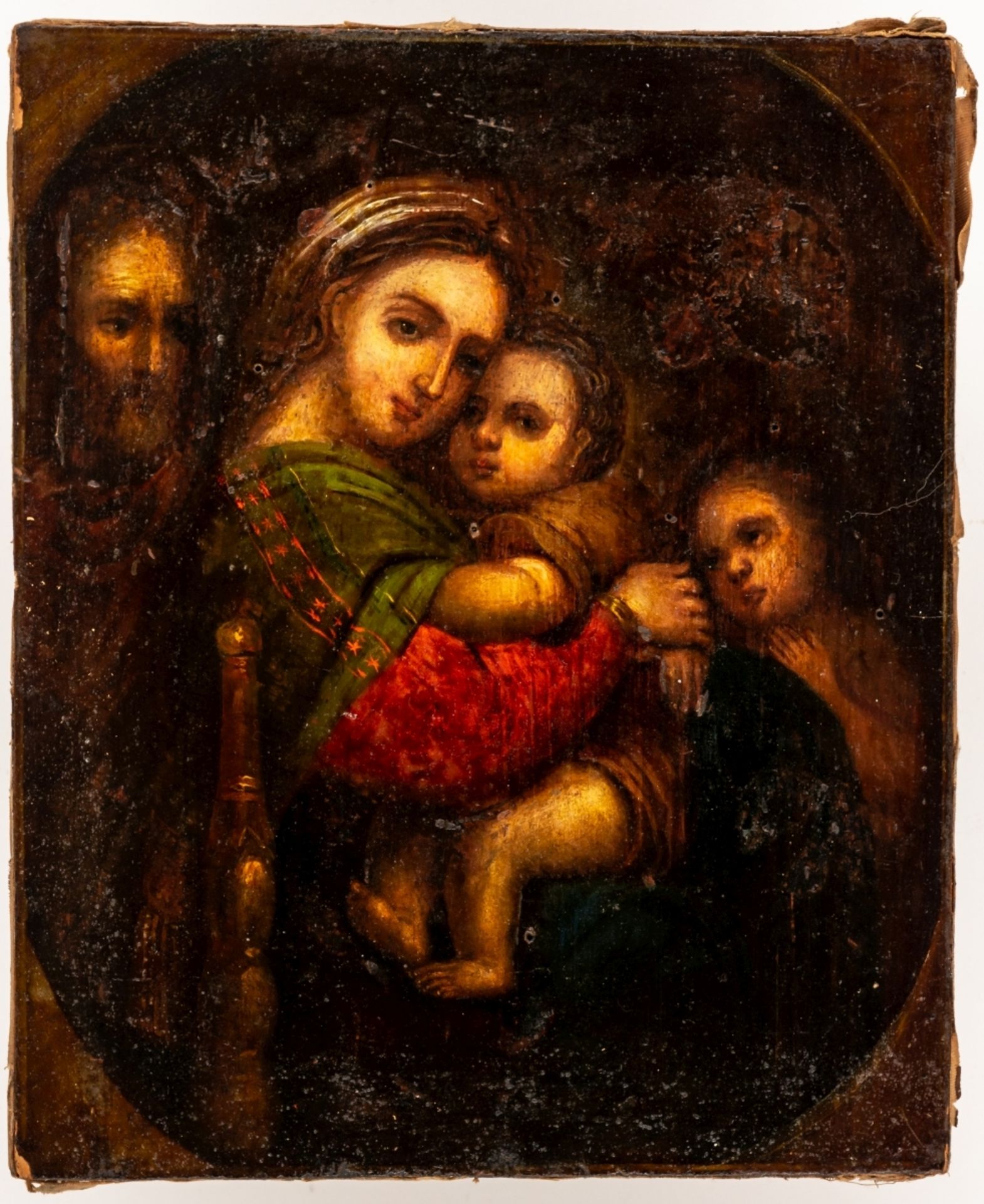 MADONNA DELLA SEDIARussische Ikone nach dem Renaissance-Künstler Raphael mit vergoldetem Silberoklad - Bild 2 aus 4