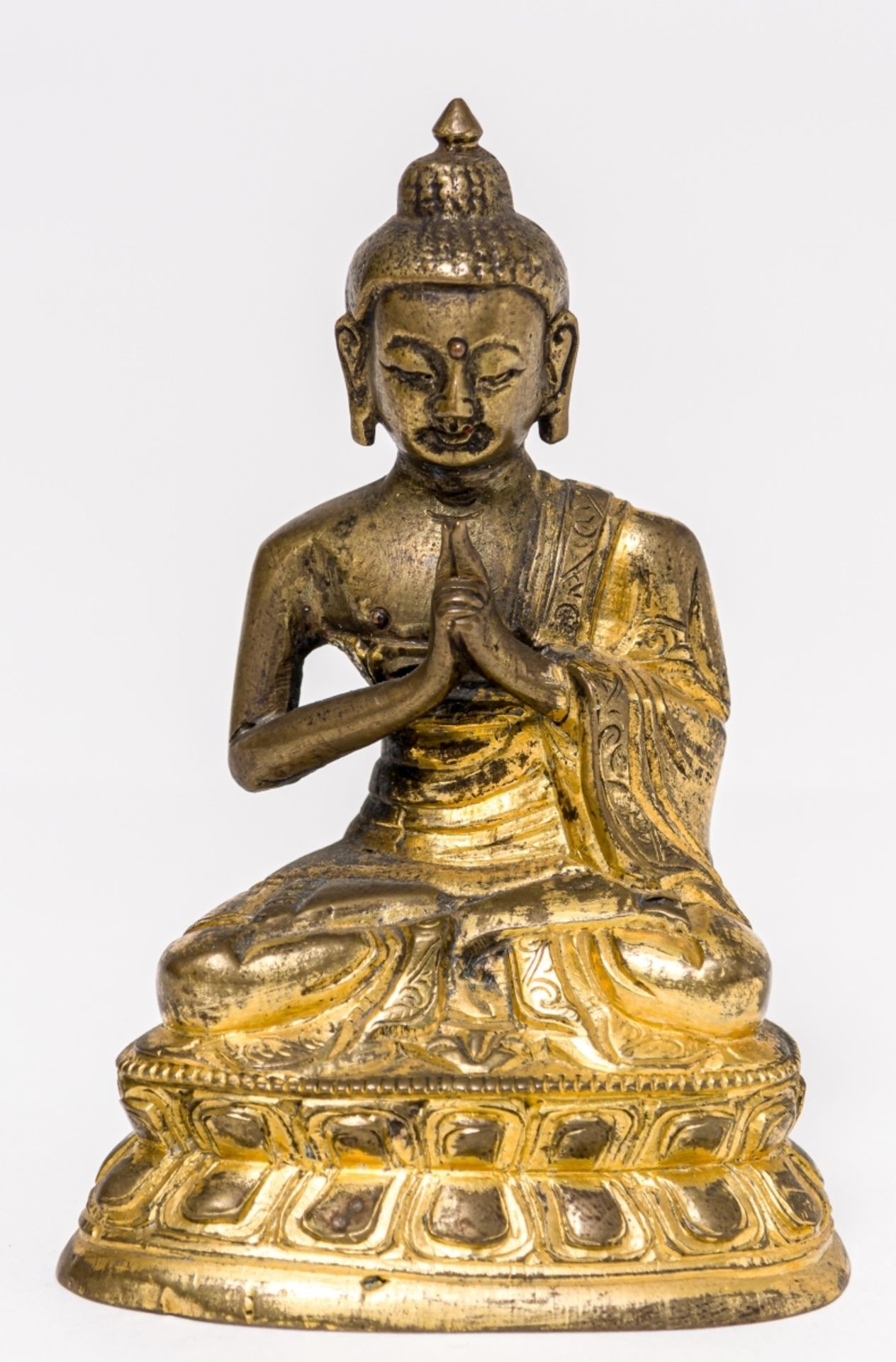 BUDDHAChina / Tibet, Bronze, teilweise vergoldet, 19. Jh. oder älter6,5 x 5 x 10 cm, Gewicht: