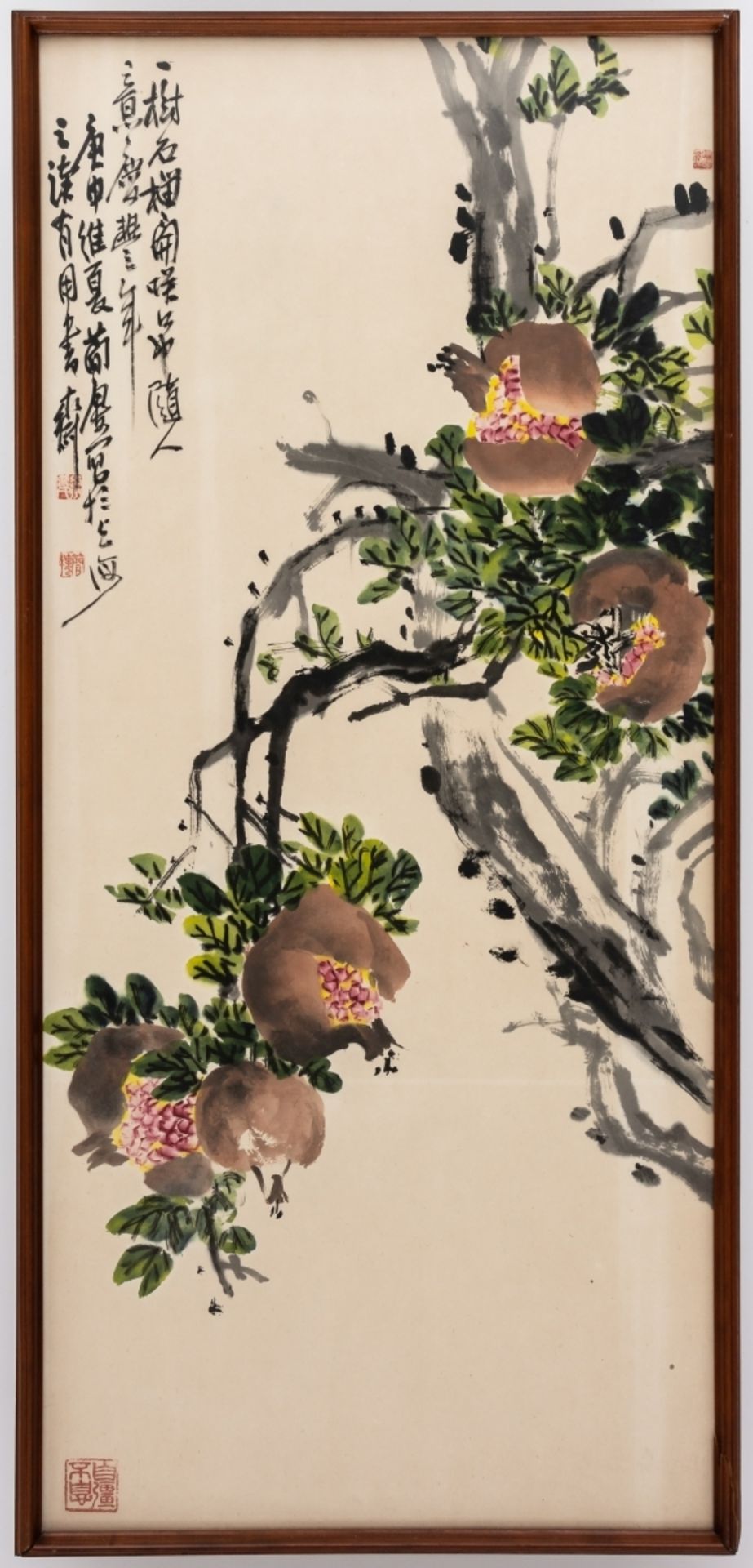 BLÜHENDE ZWEIGEChina, Aquarell, Umkreis des Malers Wu Changhsuo (1844-1927)95 x 43 cm, Rahmen: 98 - Bild 2 aus 2