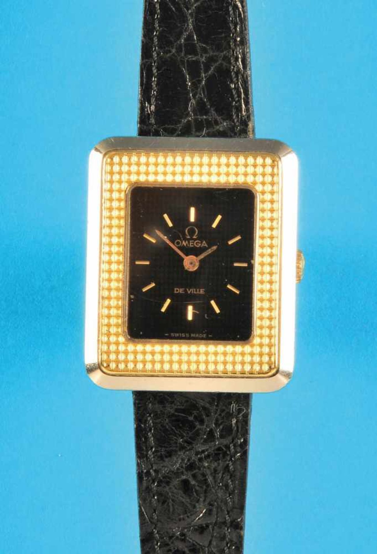 Omega de Ville, rectangular bi-color ladies wristwatch
