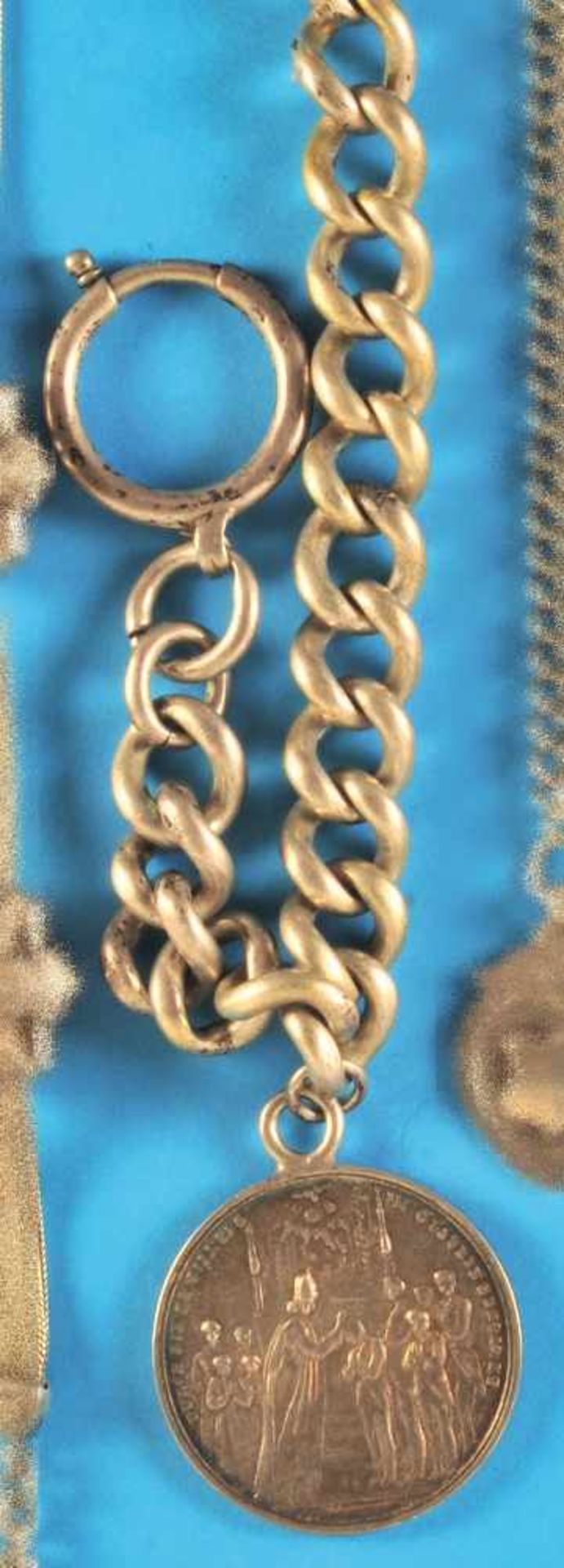 Heavy silver plated pocket watch chain