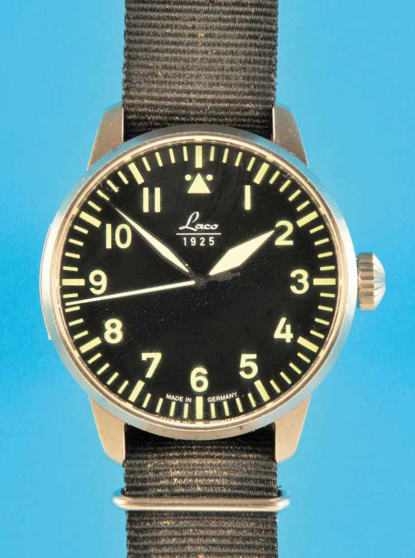 Laco 1925 pilots wristwatch with automatic and central second