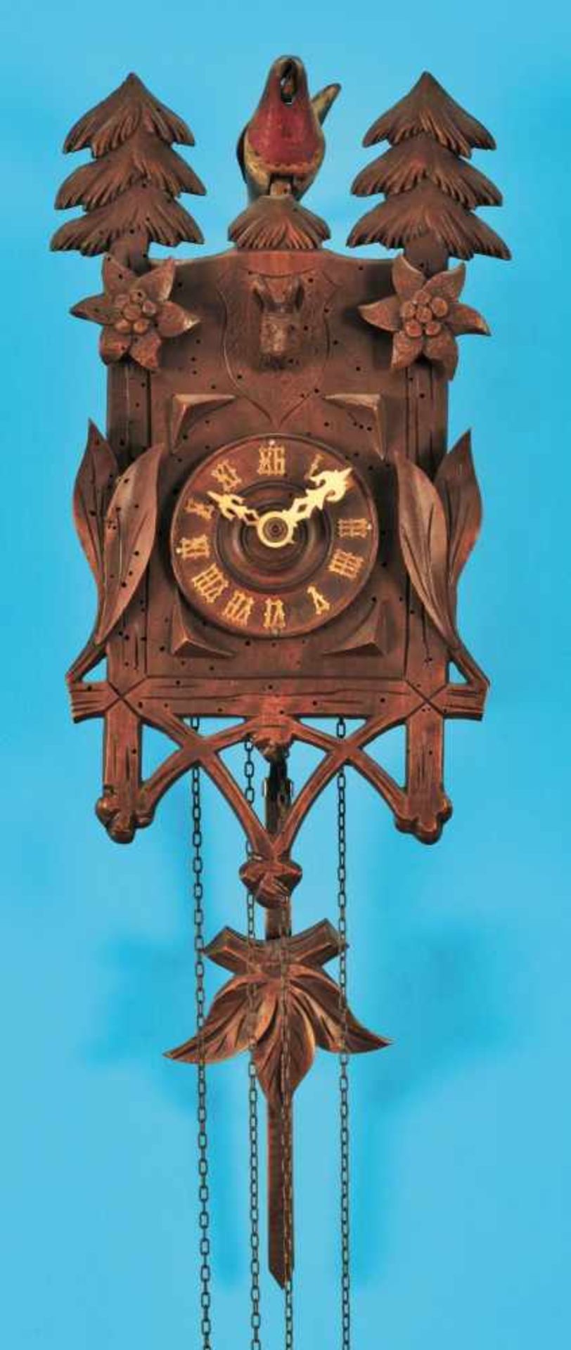 Small Black Forest cuckoo clock with big cuckoo