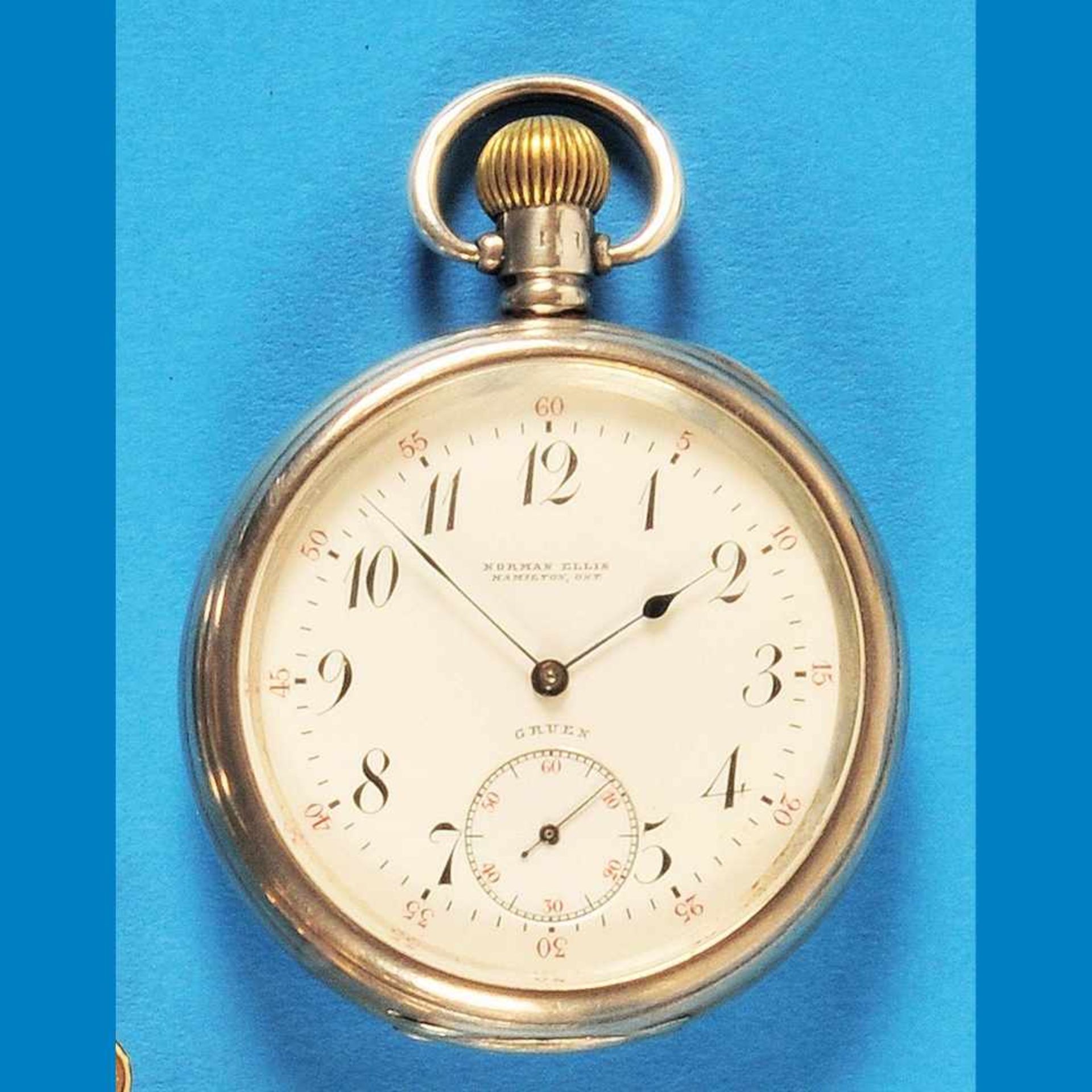 American silver pocket watch, D & S. Gruen, D. & Sons, Cincinatti, Ohio, USA, 1890-98 - Image 2 of 2